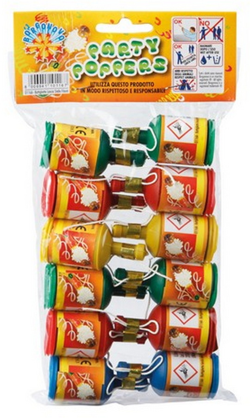 Mini Party Poppers (Assorted Colours) - 12pk