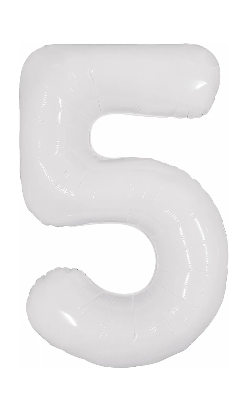 40 Inch Foil Balloon Number 5 - White