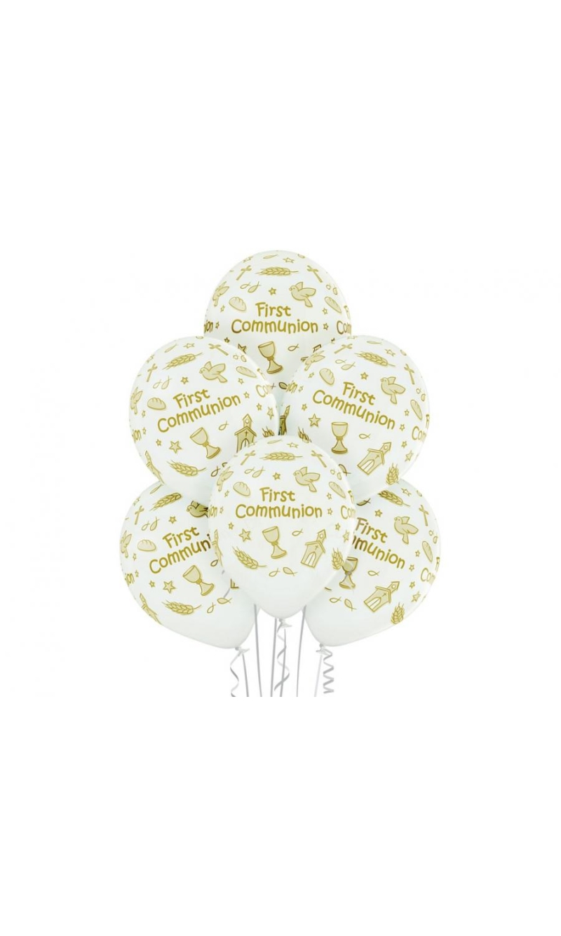 First Communion Latex Balloons - 6pk