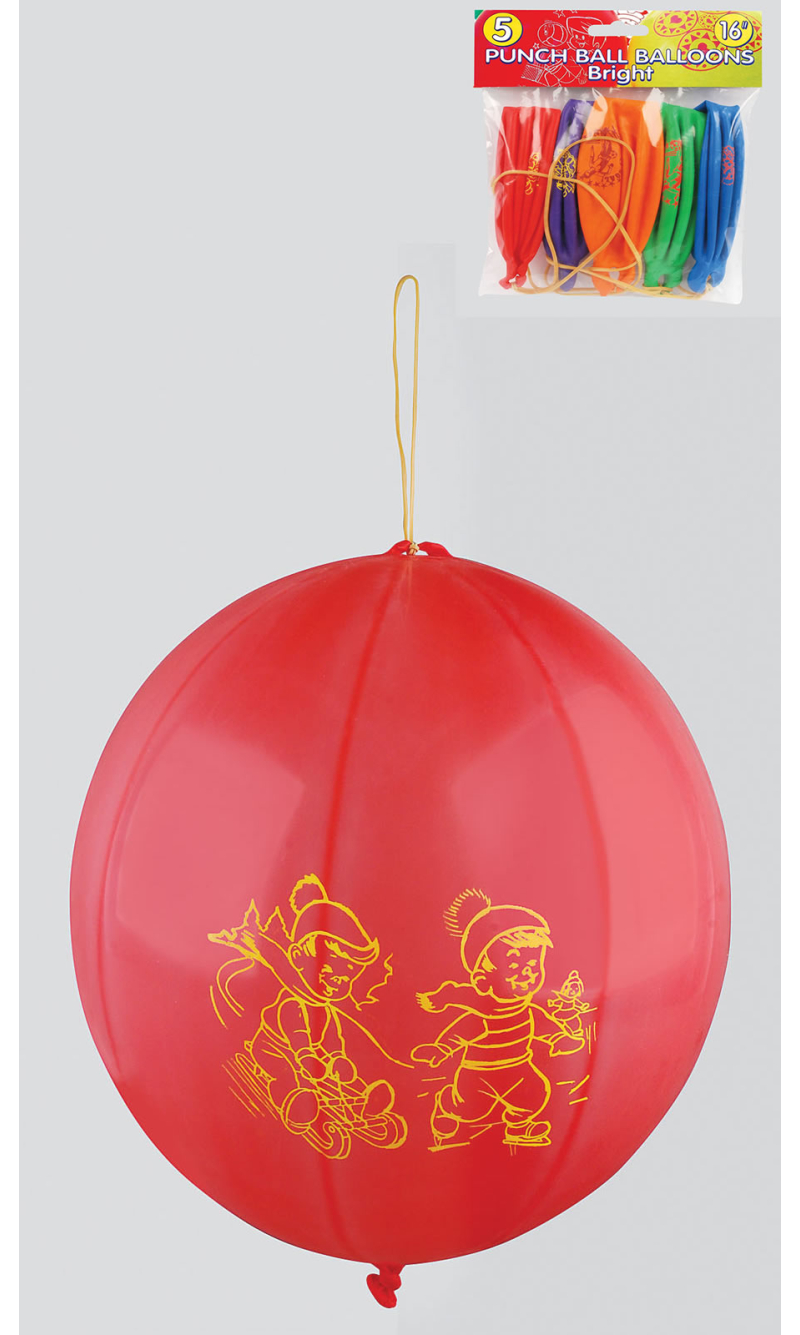 Punch Ball Bright Decoration Balloons 16" (Assorted Colors / Prints) - 5pk