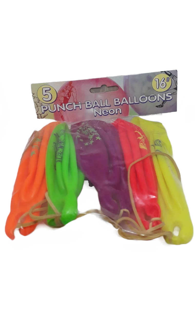 Punch Ball Neon Football Balloons 16" (Assorted Colors / Prints) - 5pk
