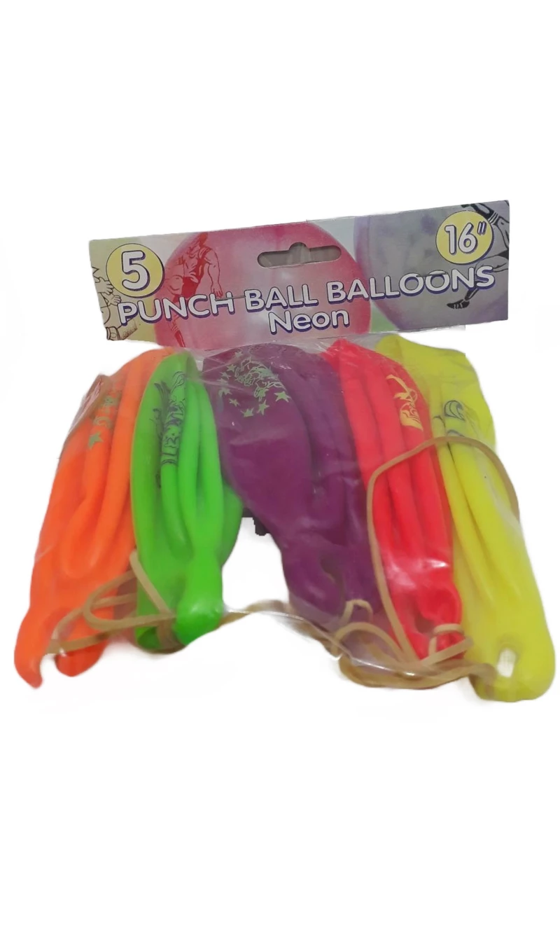 Punch Ball Neon Football Balloons 16" (Assorted Colors / Prints) - 5pk