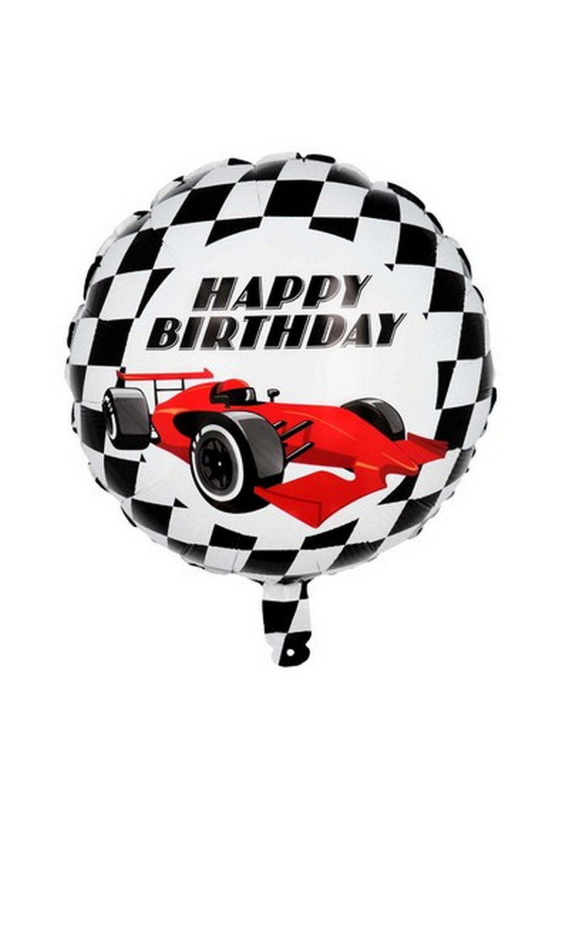 Happy Birthday Racing Foil Balloon 45cm