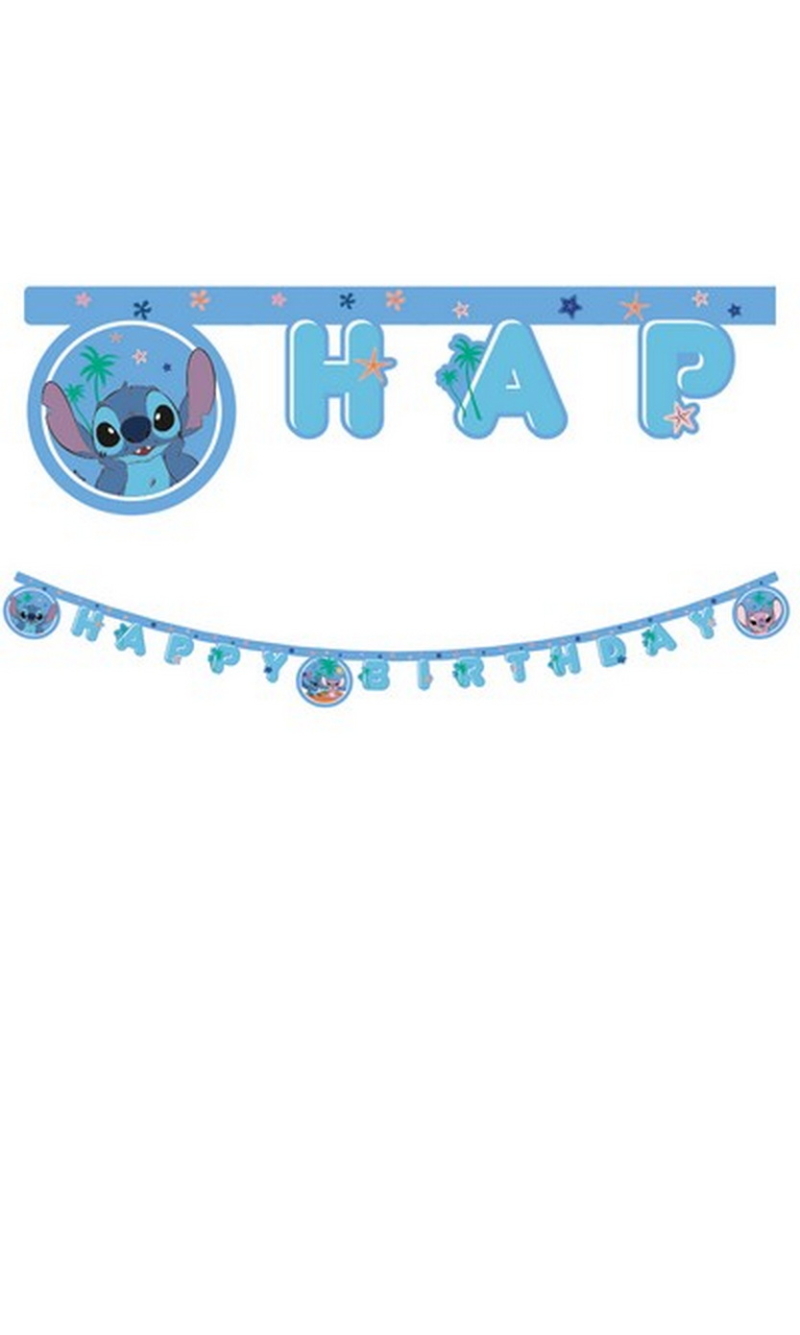 Stitch Party Happy Birthday Banner
