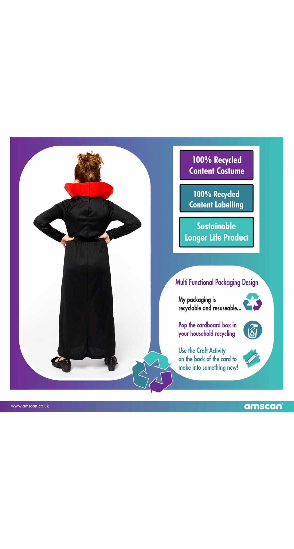 Halloween Rose Vampiress Girl Costume - Age 4 to 6 Years - Image 3