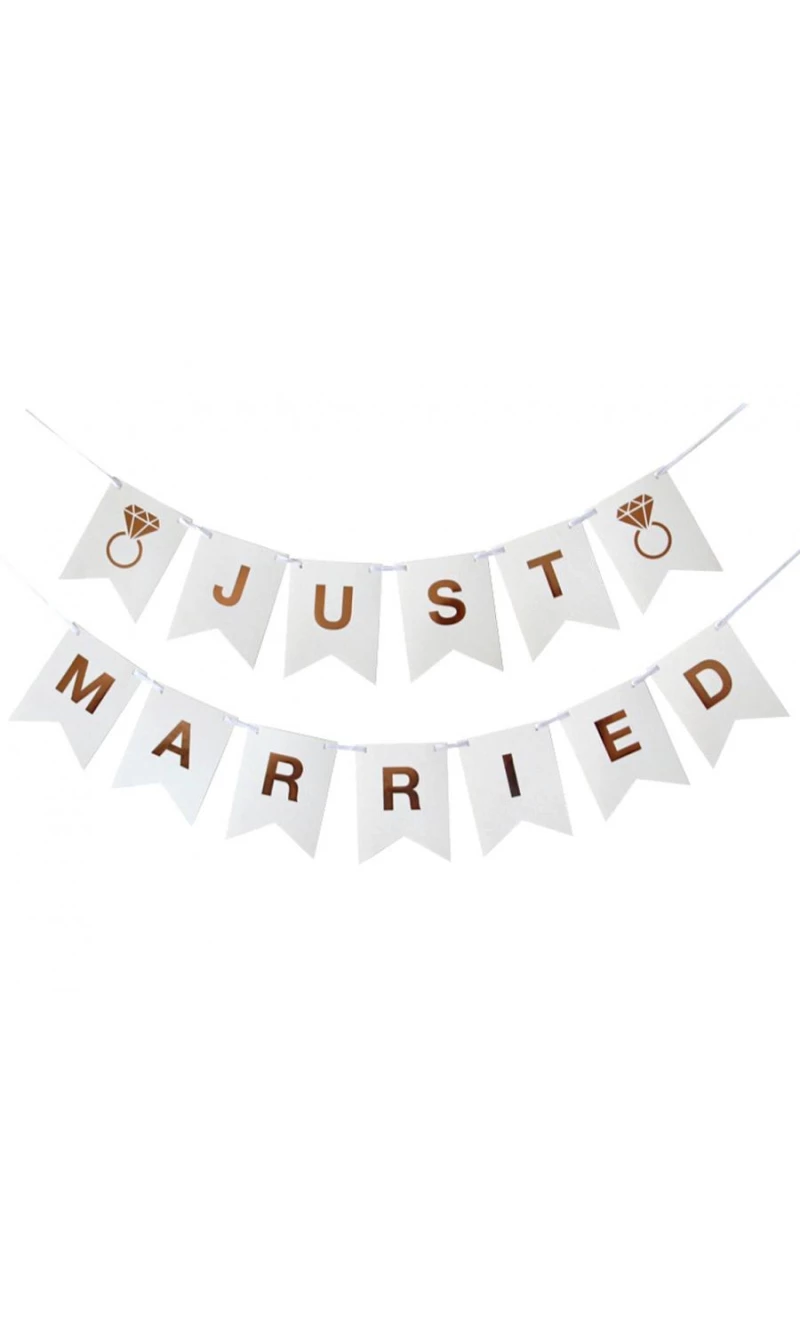 Wedding Paper Garland Just Married 300cm, DIY, Flag's Hight 18cm