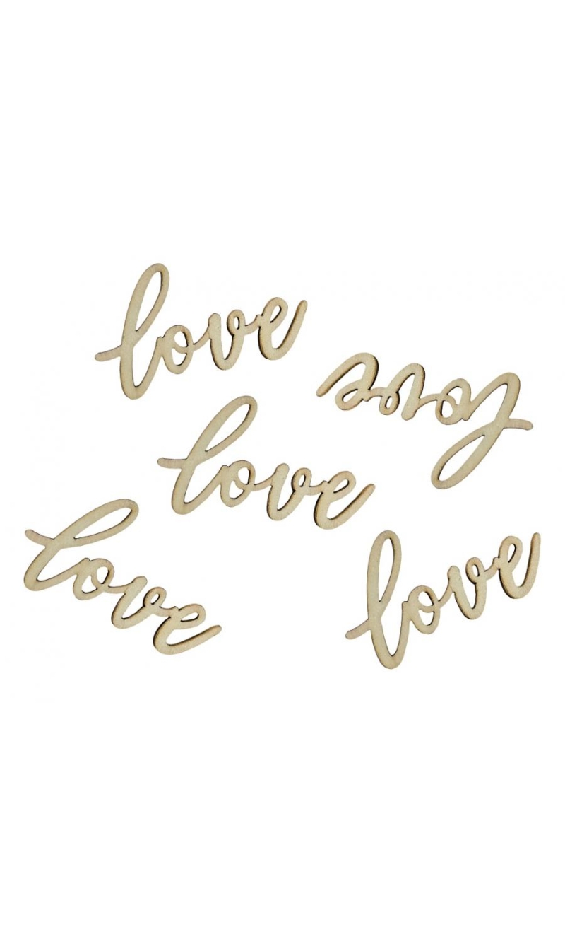 Wooden Confetti Love, 6 x 3cm - 18pcs