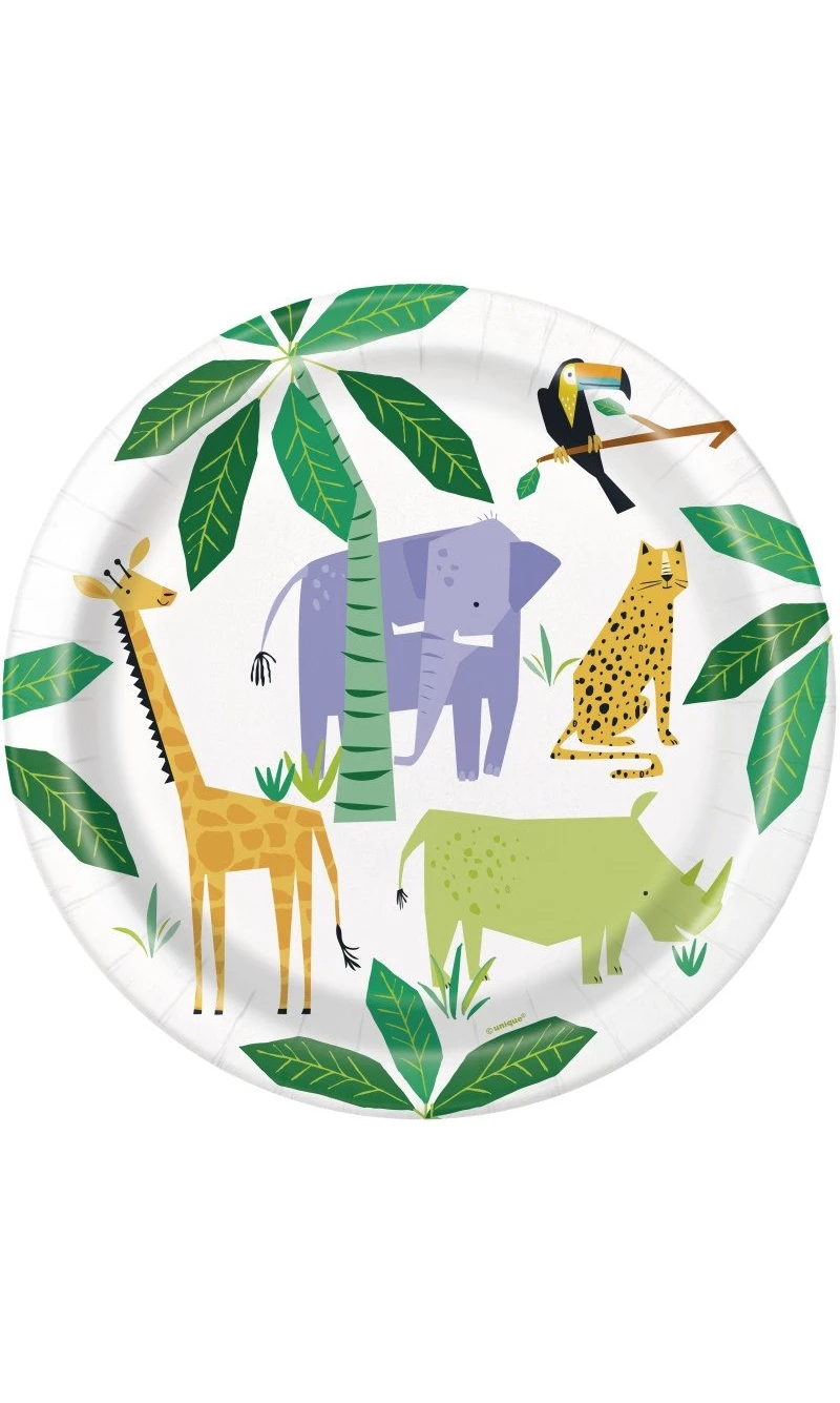 Animal Safari Round 9 Inch Dinner Plates - 8pk