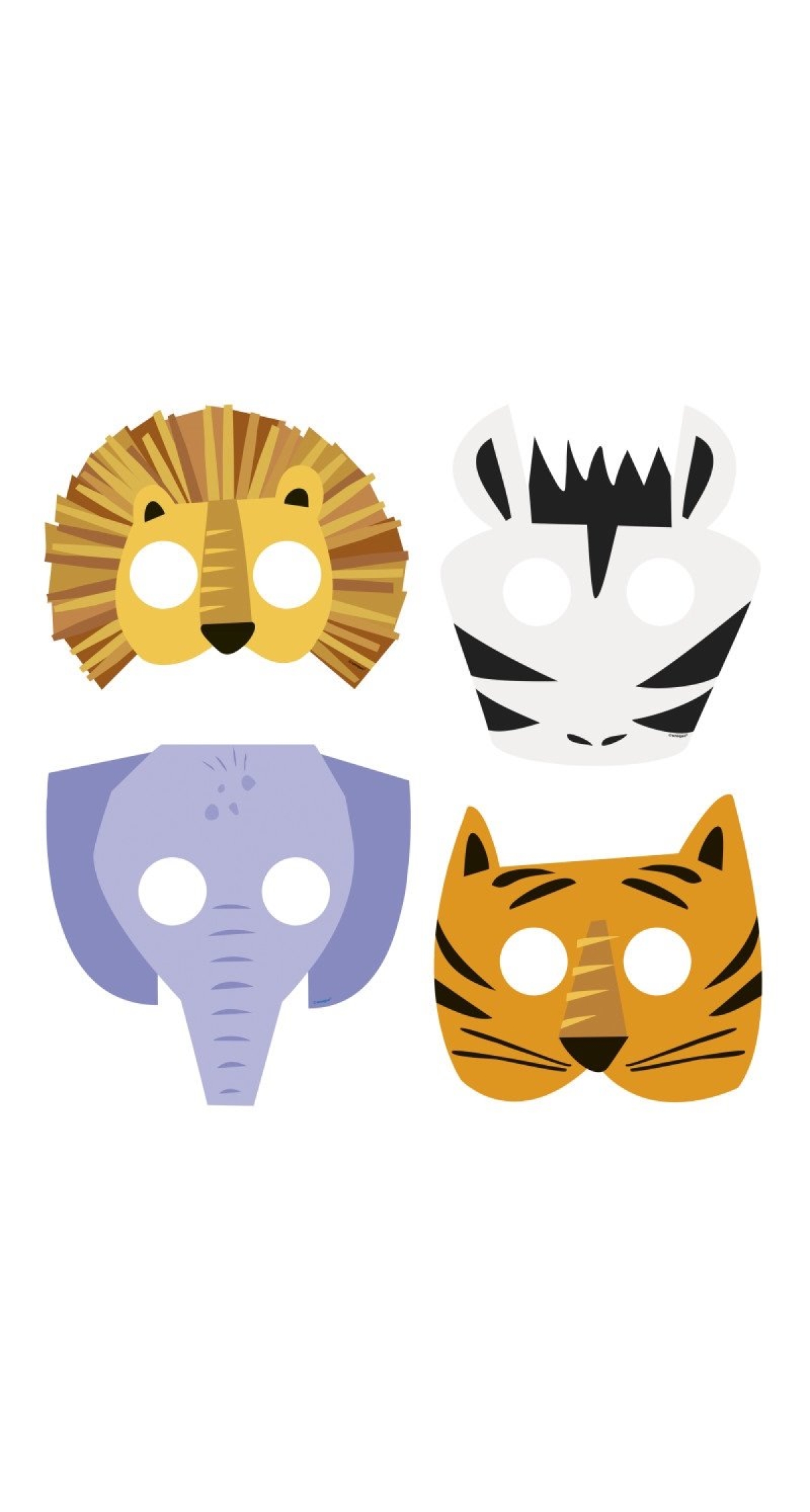 Animal Safari Party Paper Masks - 8pk