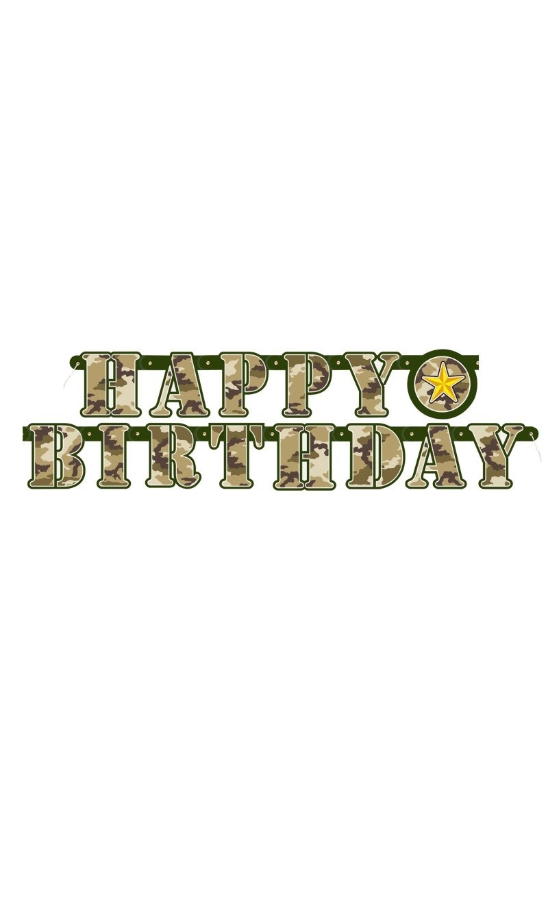 Military Camo Happy Birthday Banner