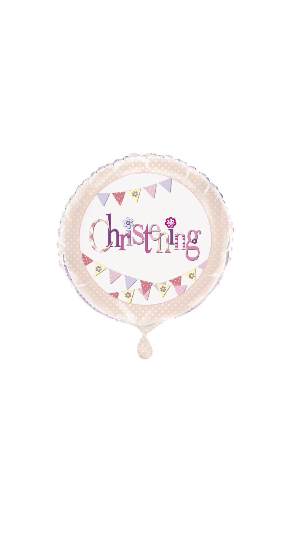 Pink Bunting Christening 18" Round Foil Balloon