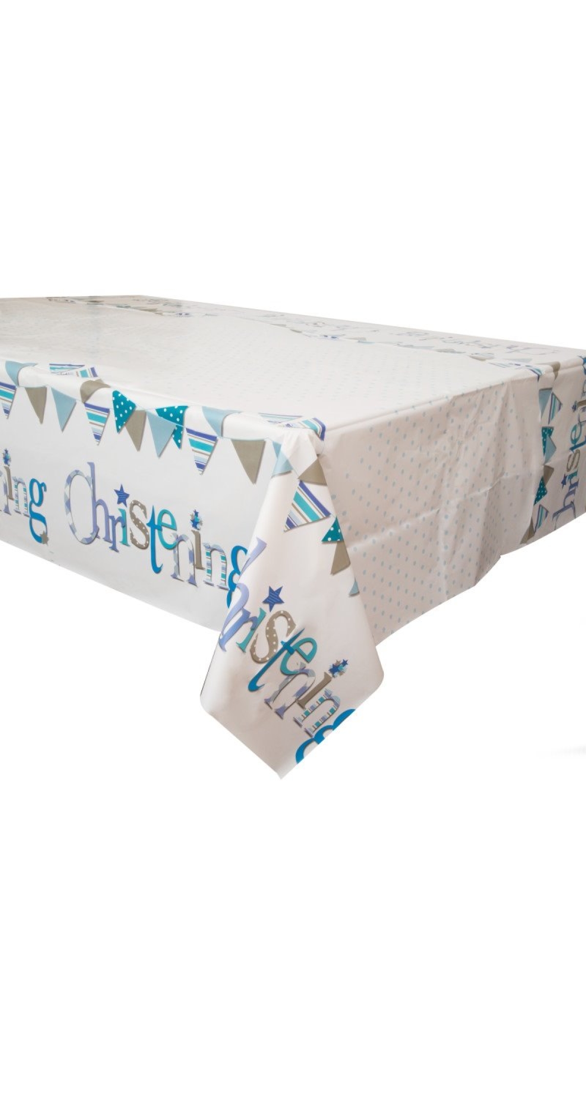 Blue Bunting Christening Plastic Table Cover - 54" x 84"