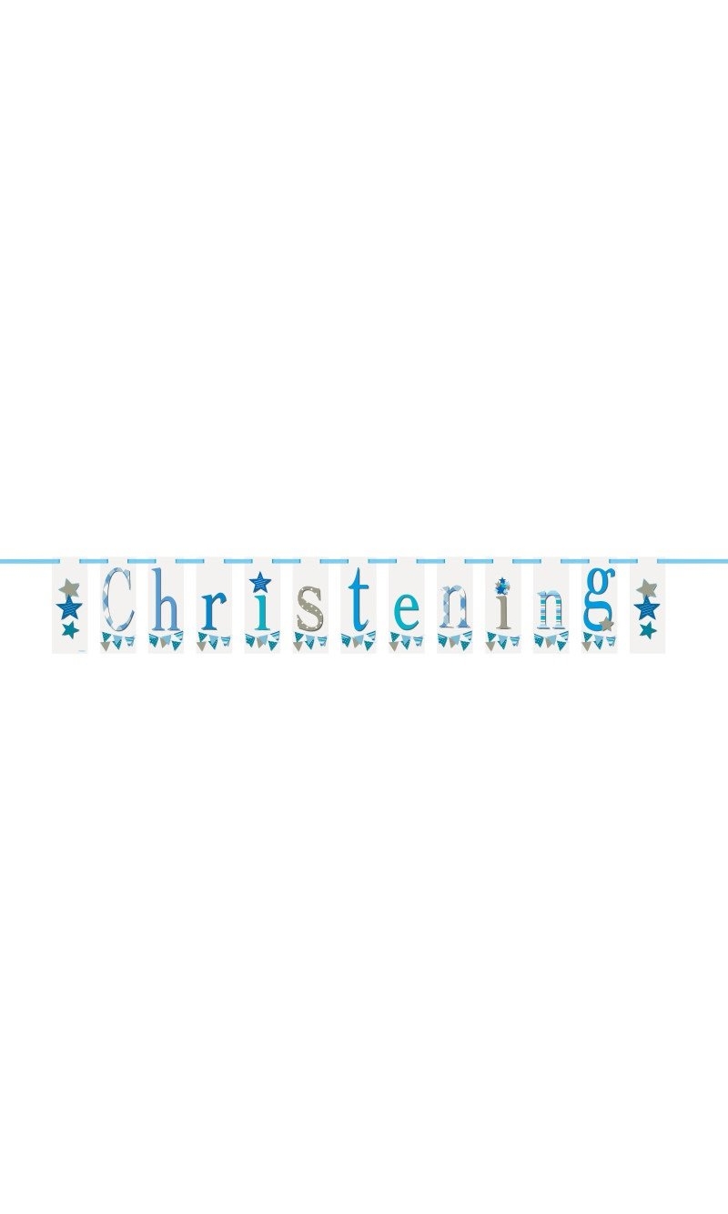 Blue Bunting Christening Decoration Banner - 7ft