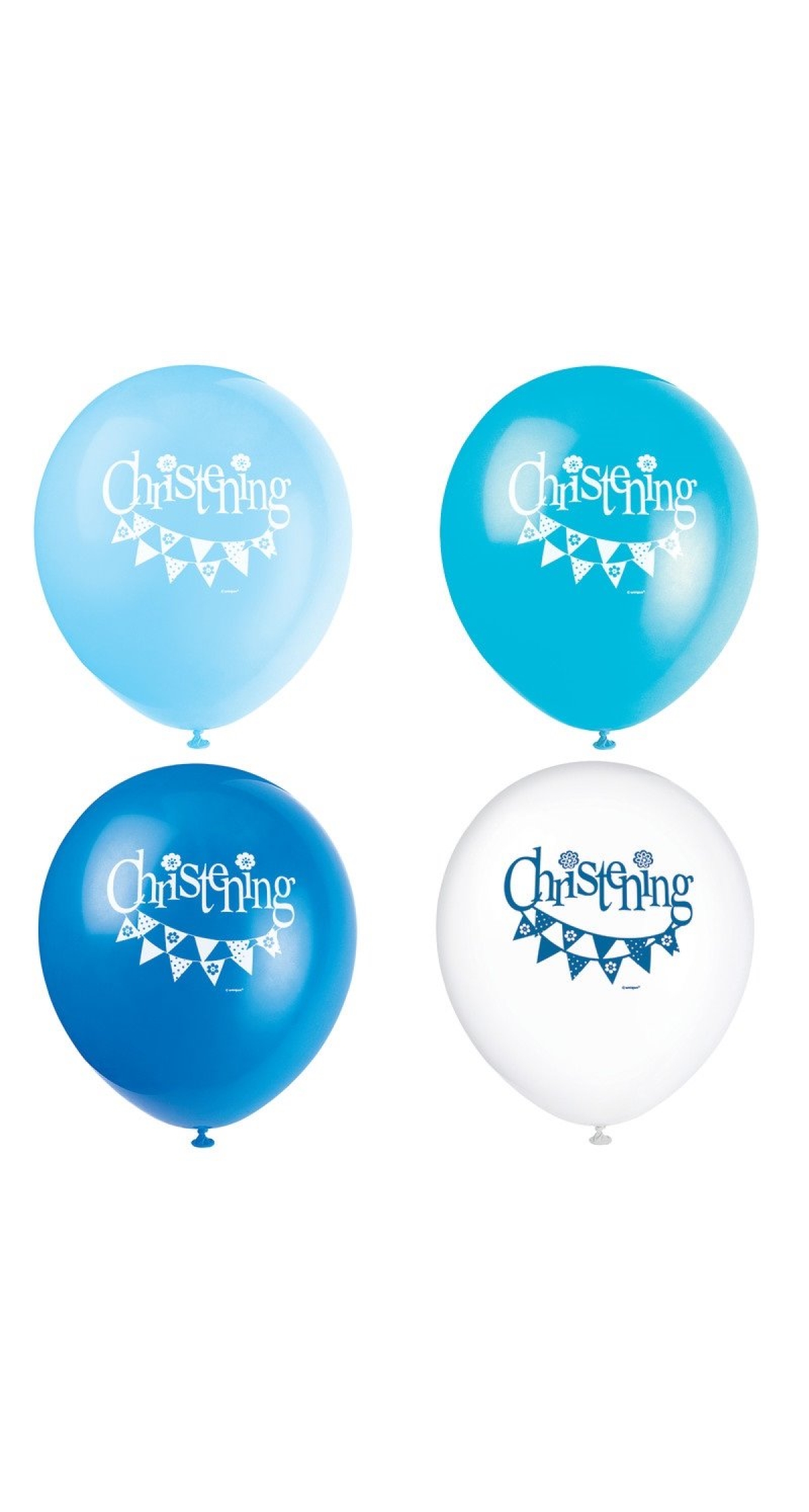Blue Bunting Christening 12" Latex Balloons - 8pk