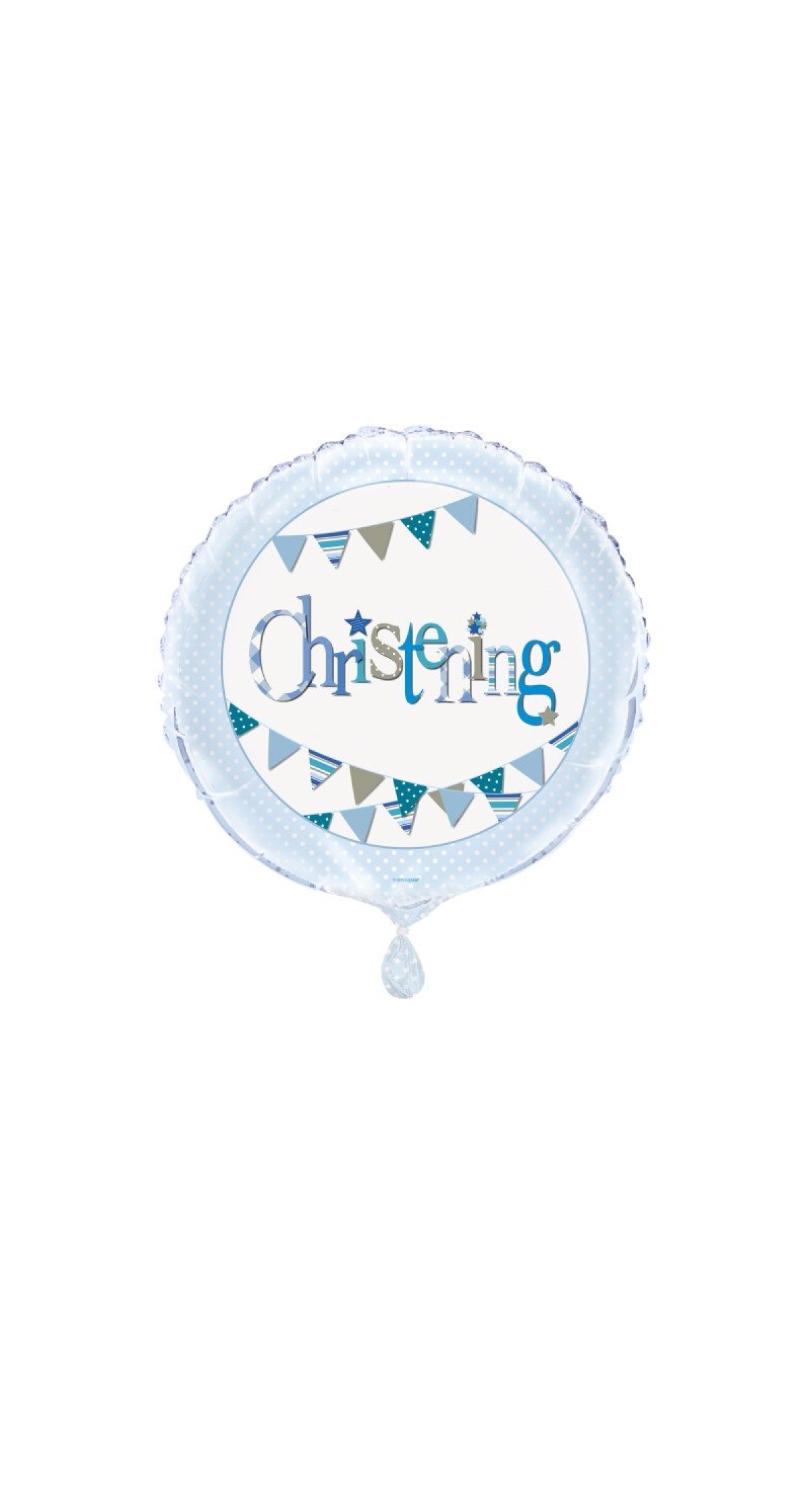 Blue Bunting Christening 18" Round Foil Balloon