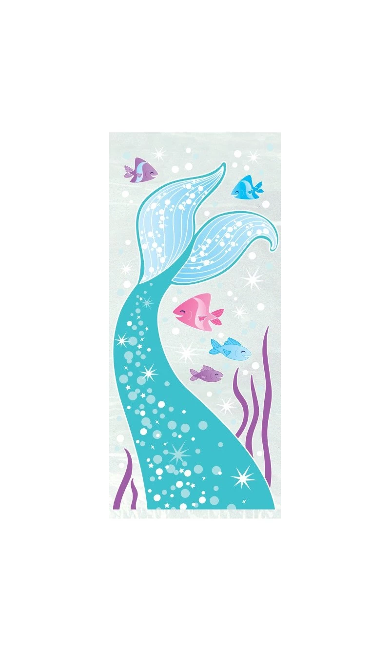 Mermaid Cellophane Party Bags 12.7 x 28cm - 20pk