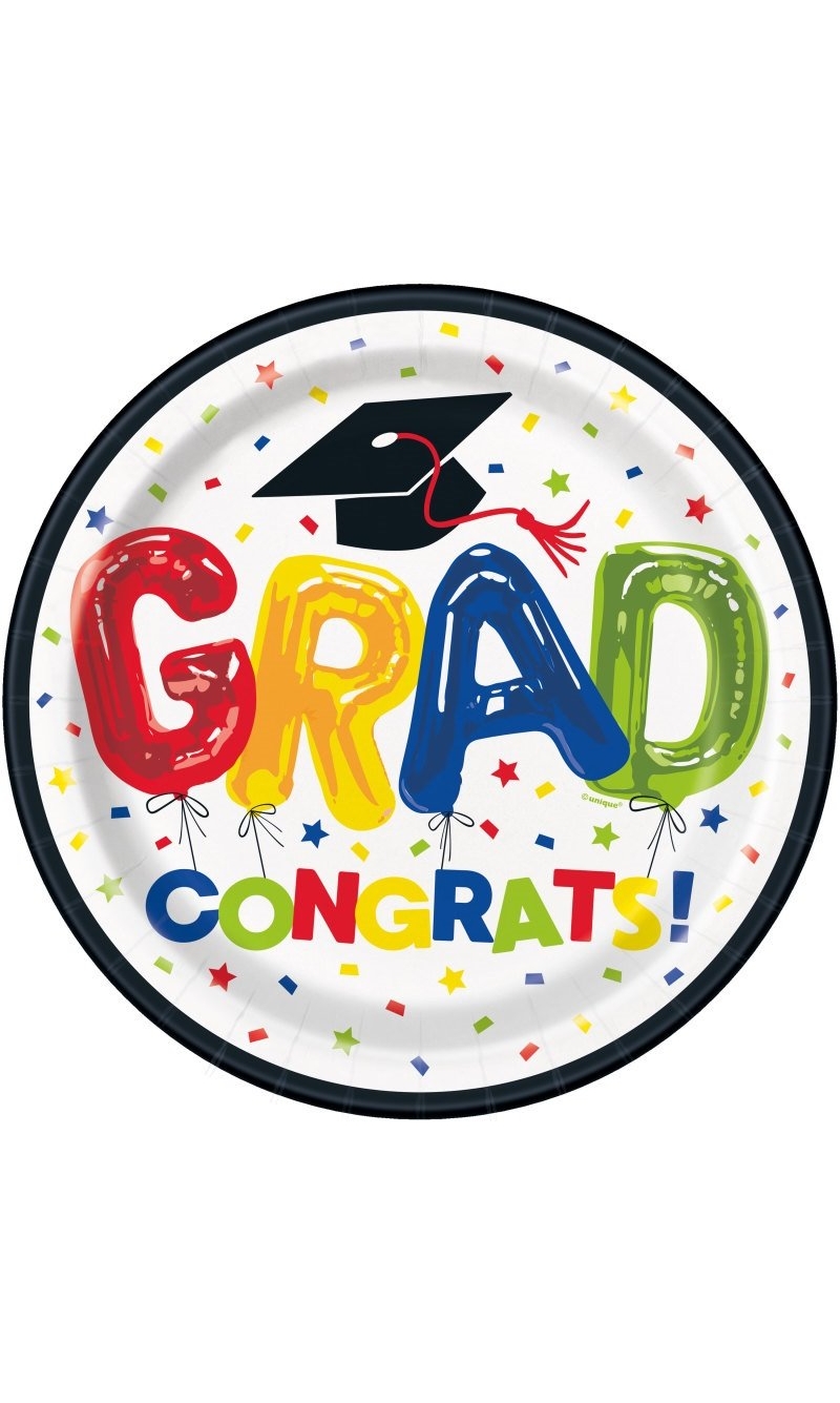 Graduation Round 9 Inch Dinner Plates - 8pk