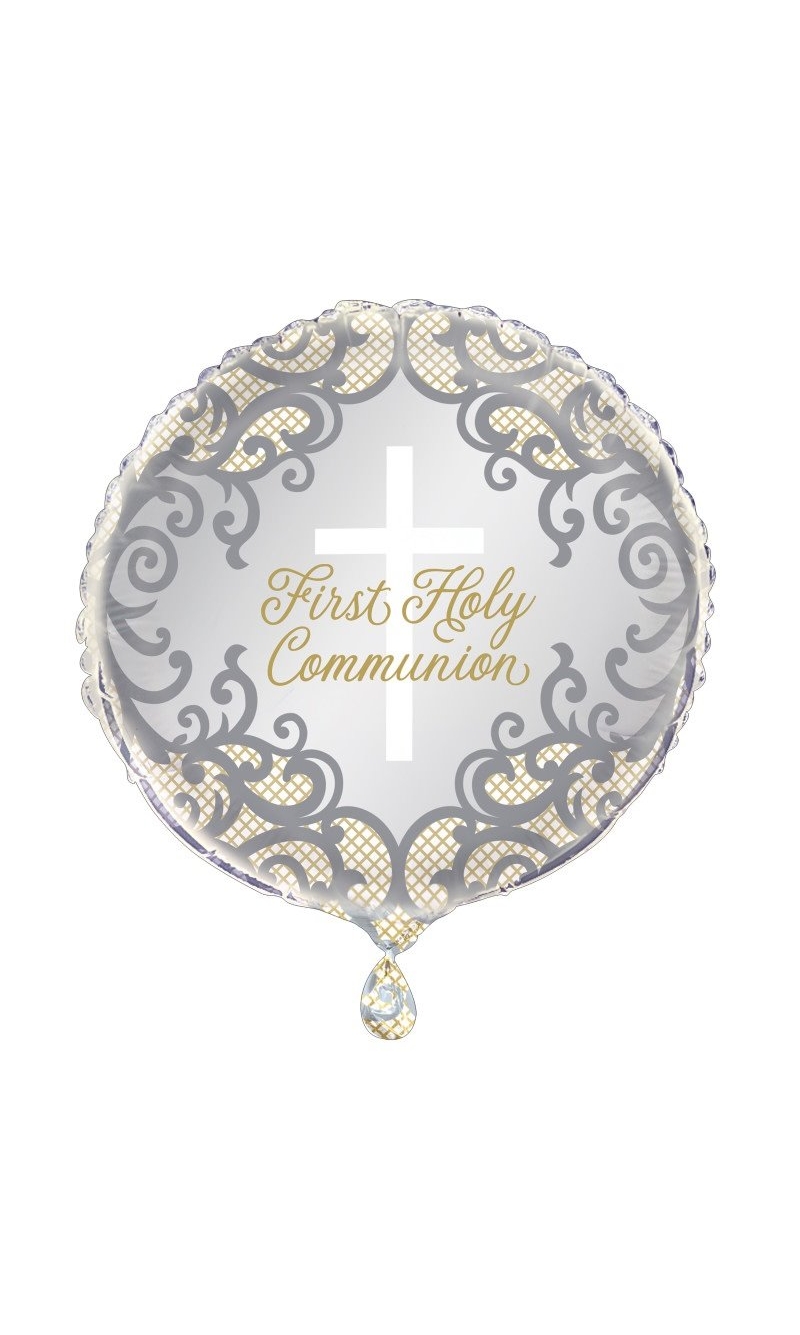 Fancy Gold Cross First Holy Communion 18" Foil Balloon