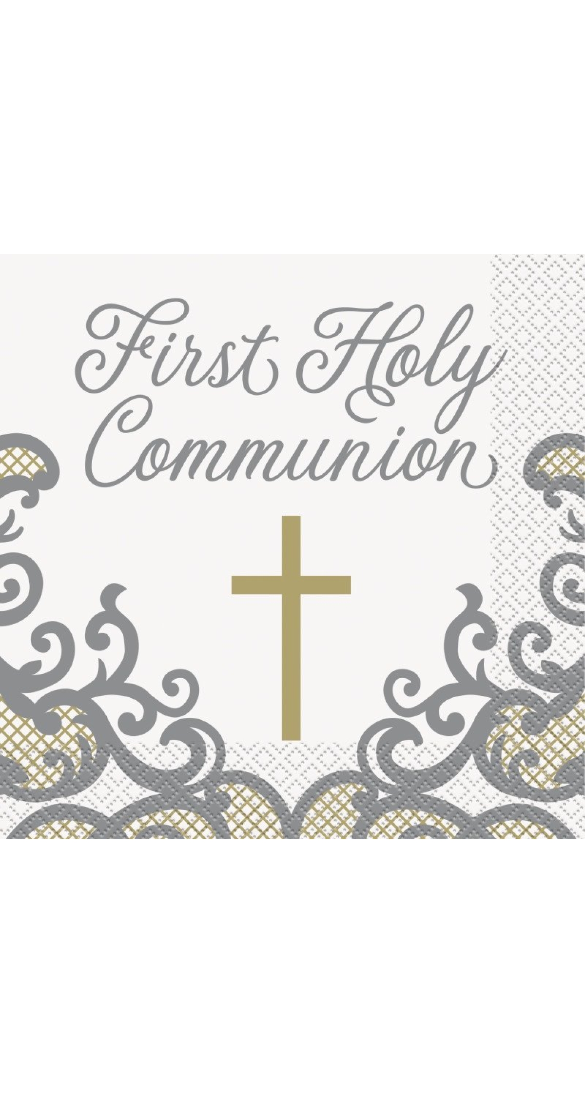 Fancy Gold Cross First Holy Communion Napkins - 16pk