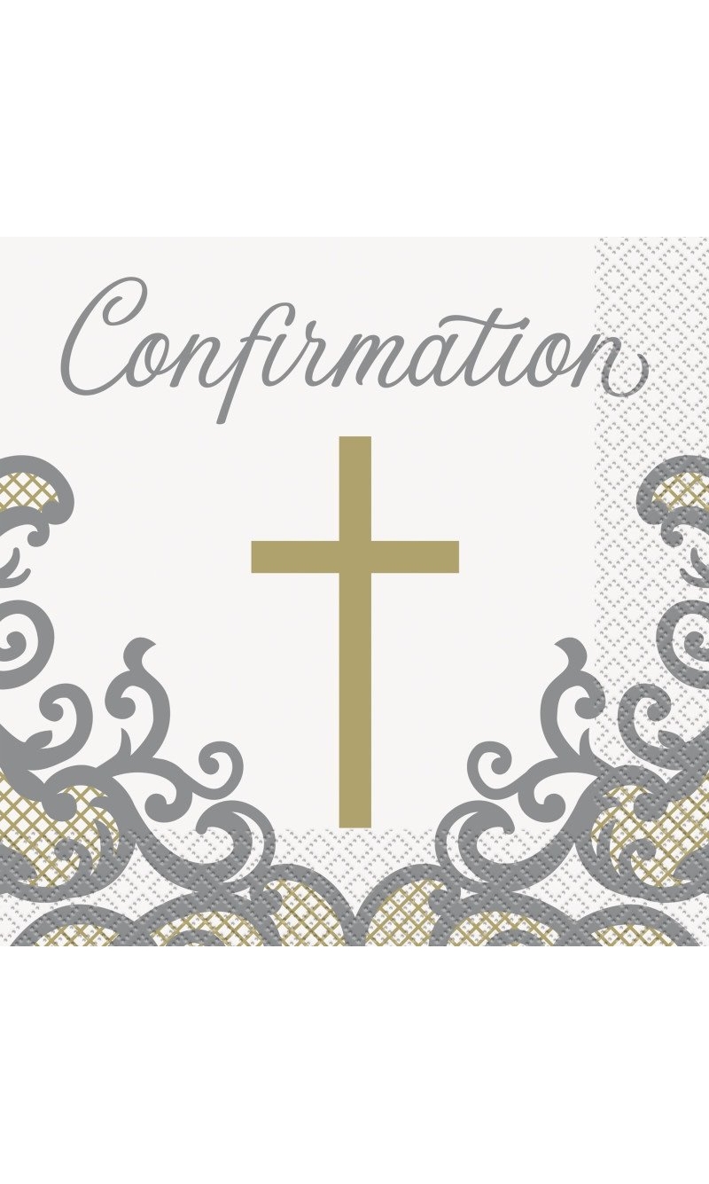 Fancy Gold Cross Confirmation Napkins - 16pk