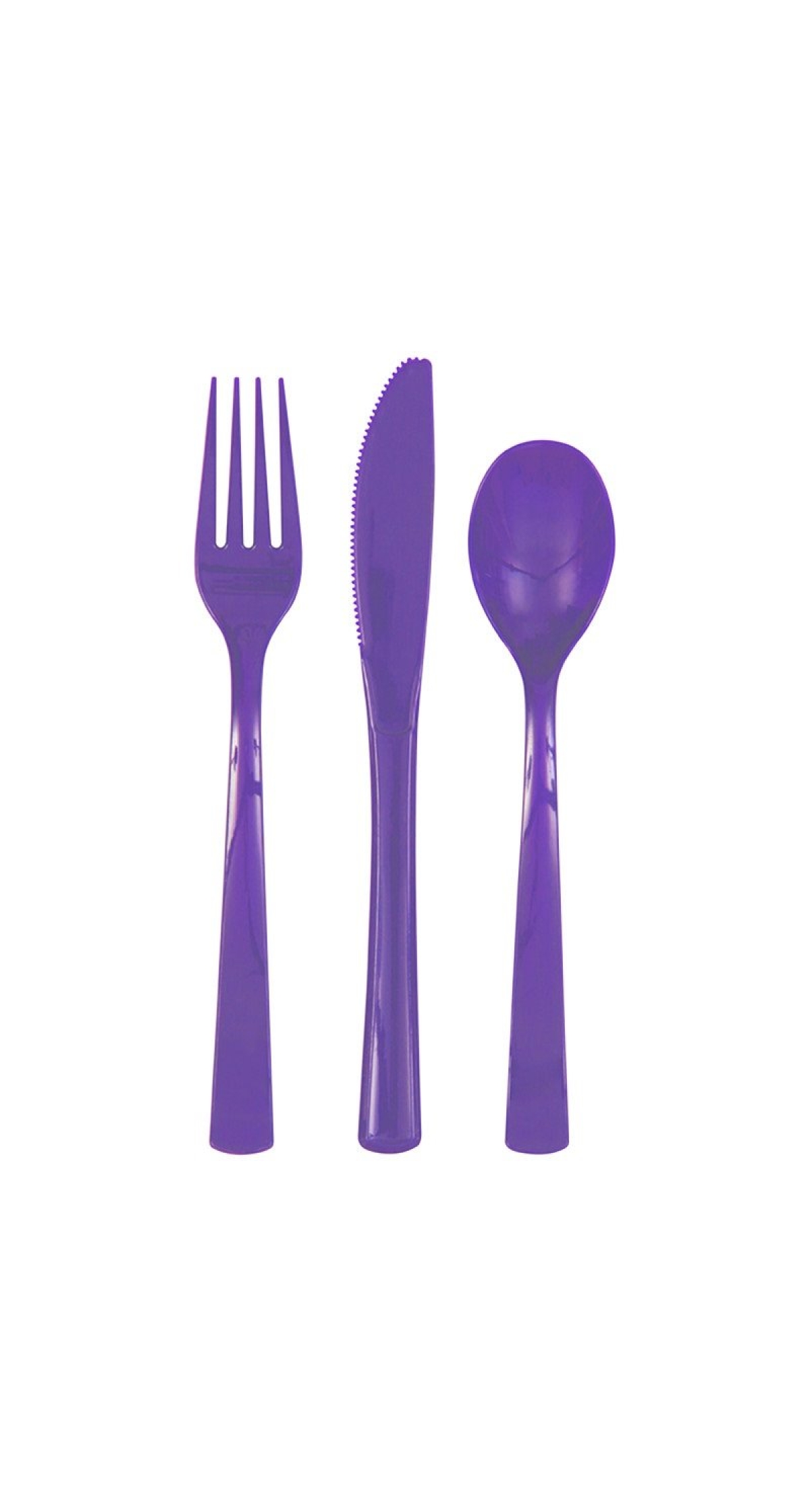 Neon Purple Solid Assorted Plastic Cutlery - 18pk