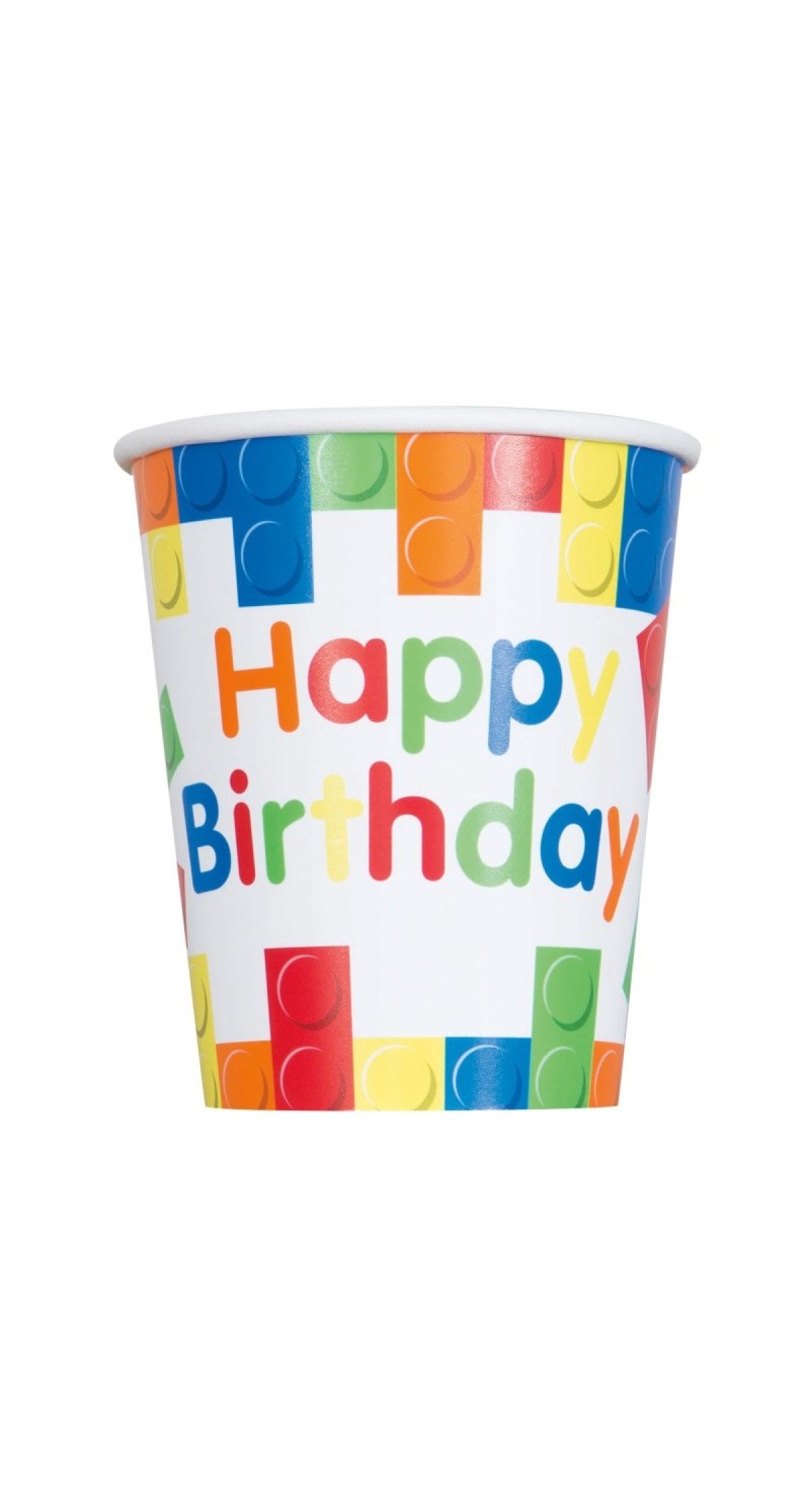 Building Blocks Birthday 266ml Party Paper Cups - 8pk