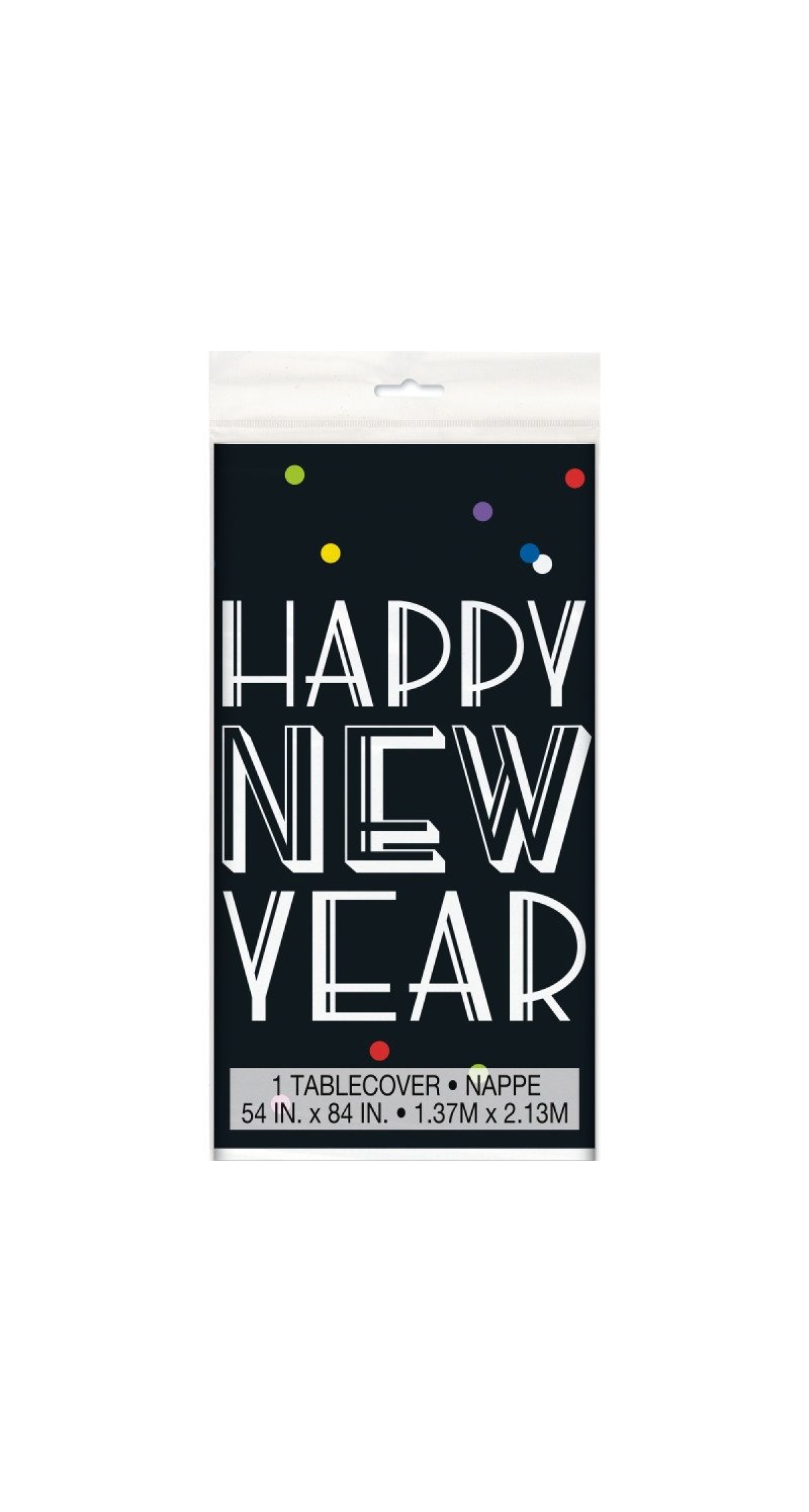 New Years Neon Dots Rectangular Plastic Table Cover - 54" x 84"