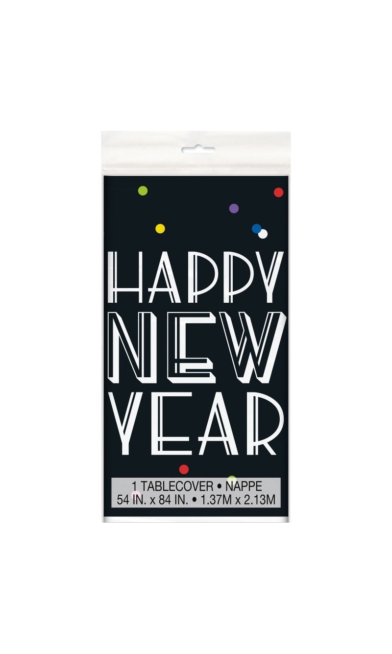 New Years Neon Dots Rectangular Plastic Table Cover - 54" x 84"