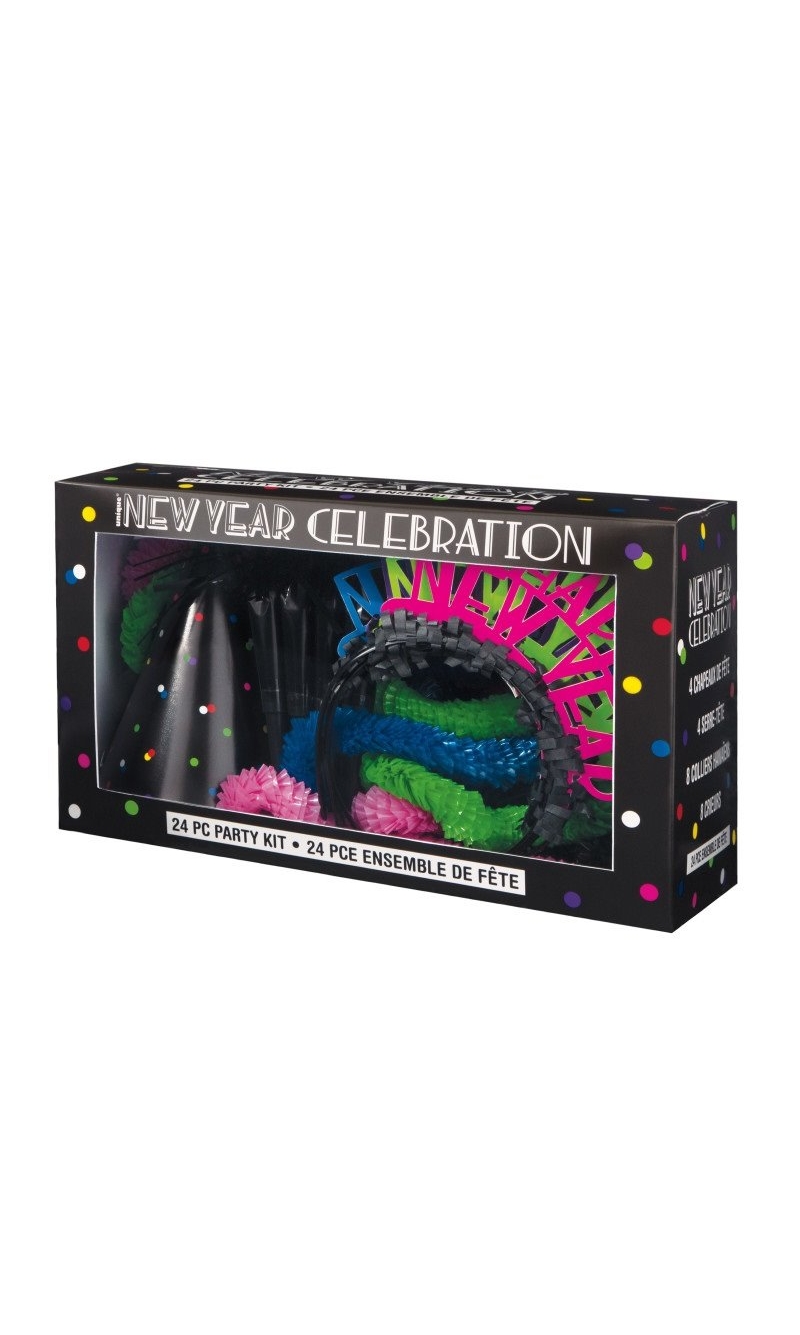 New Years Neon Dots Party Kit for 8 People