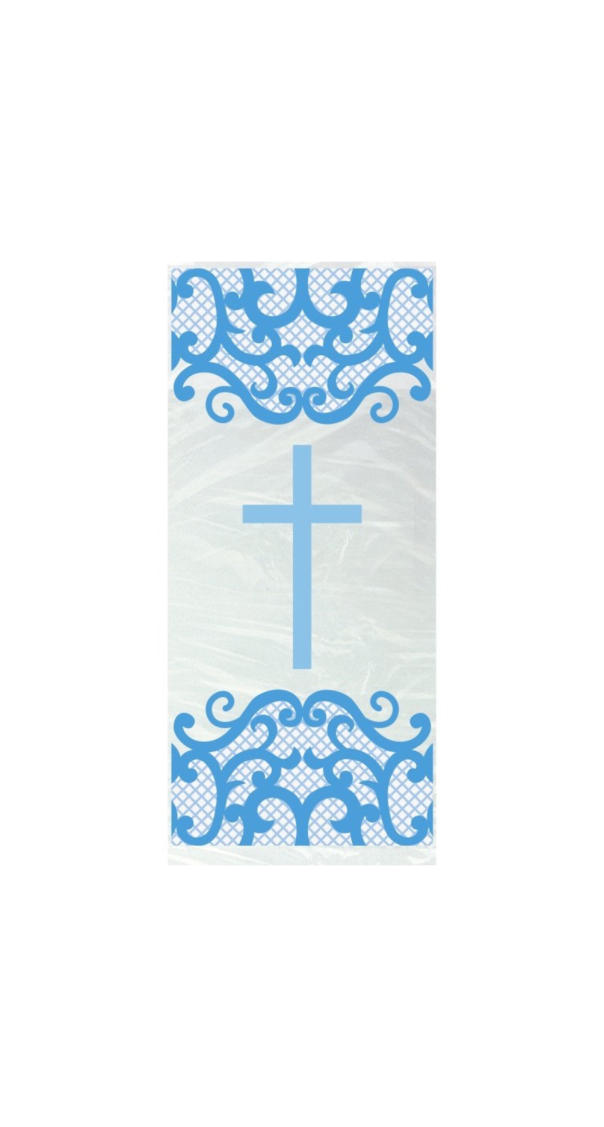 Fancy Blue Cross Cellophane Party Bags 5x11" - 20pk