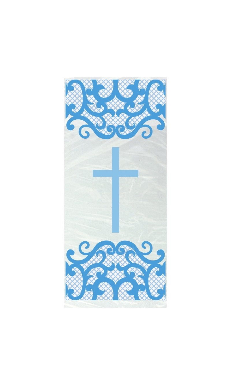 Fancy Blue Cross Cellophane Party Bags 5x11" - 20pk