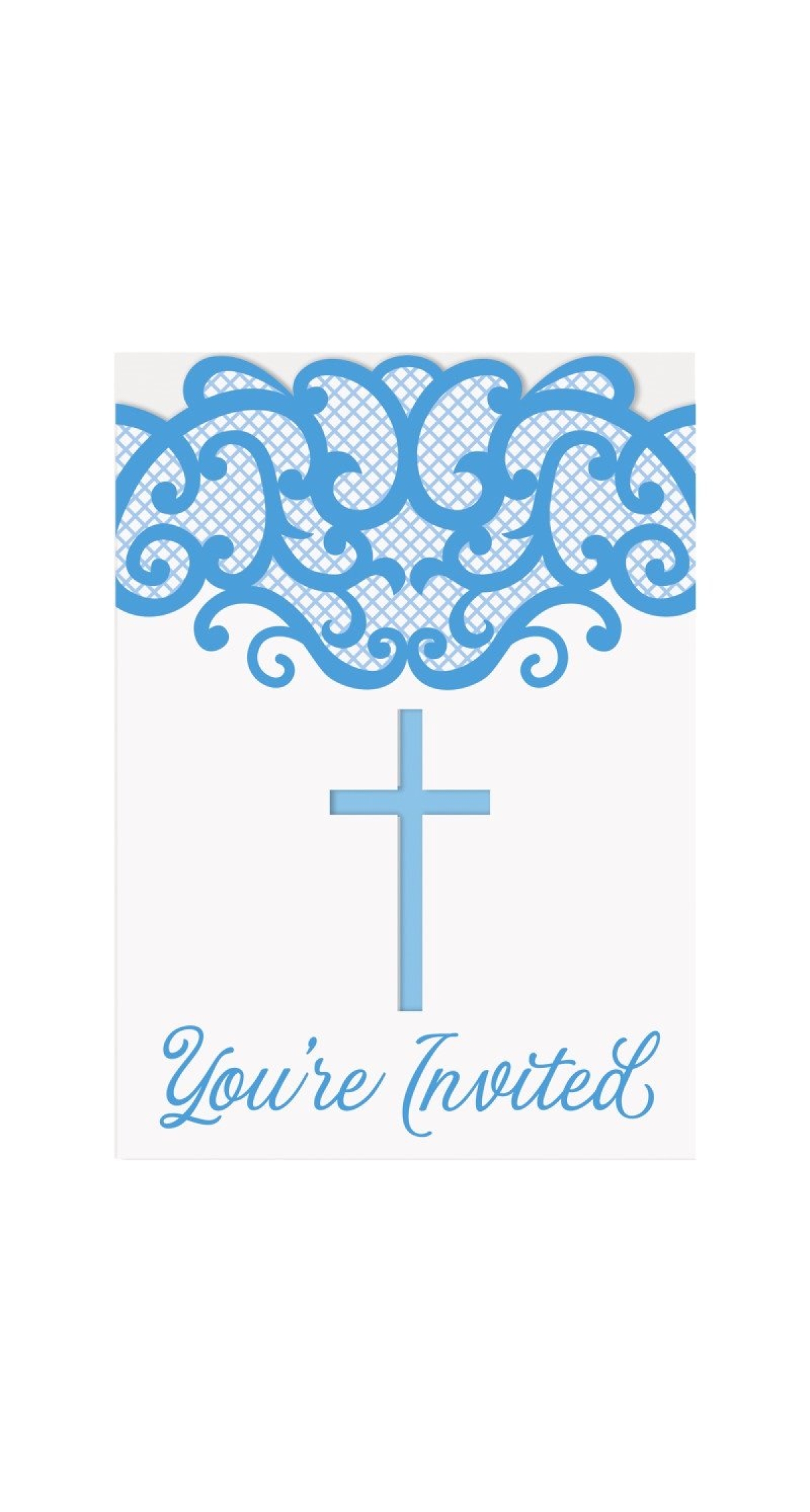 Fancy Blue Cross Invitations - 8pk