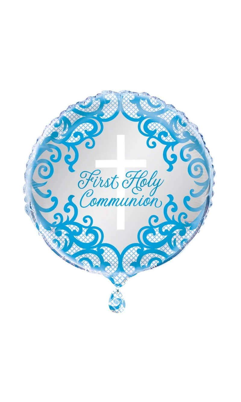 Fancy Blue Cross First Holy Communion 18" Foil Balloon