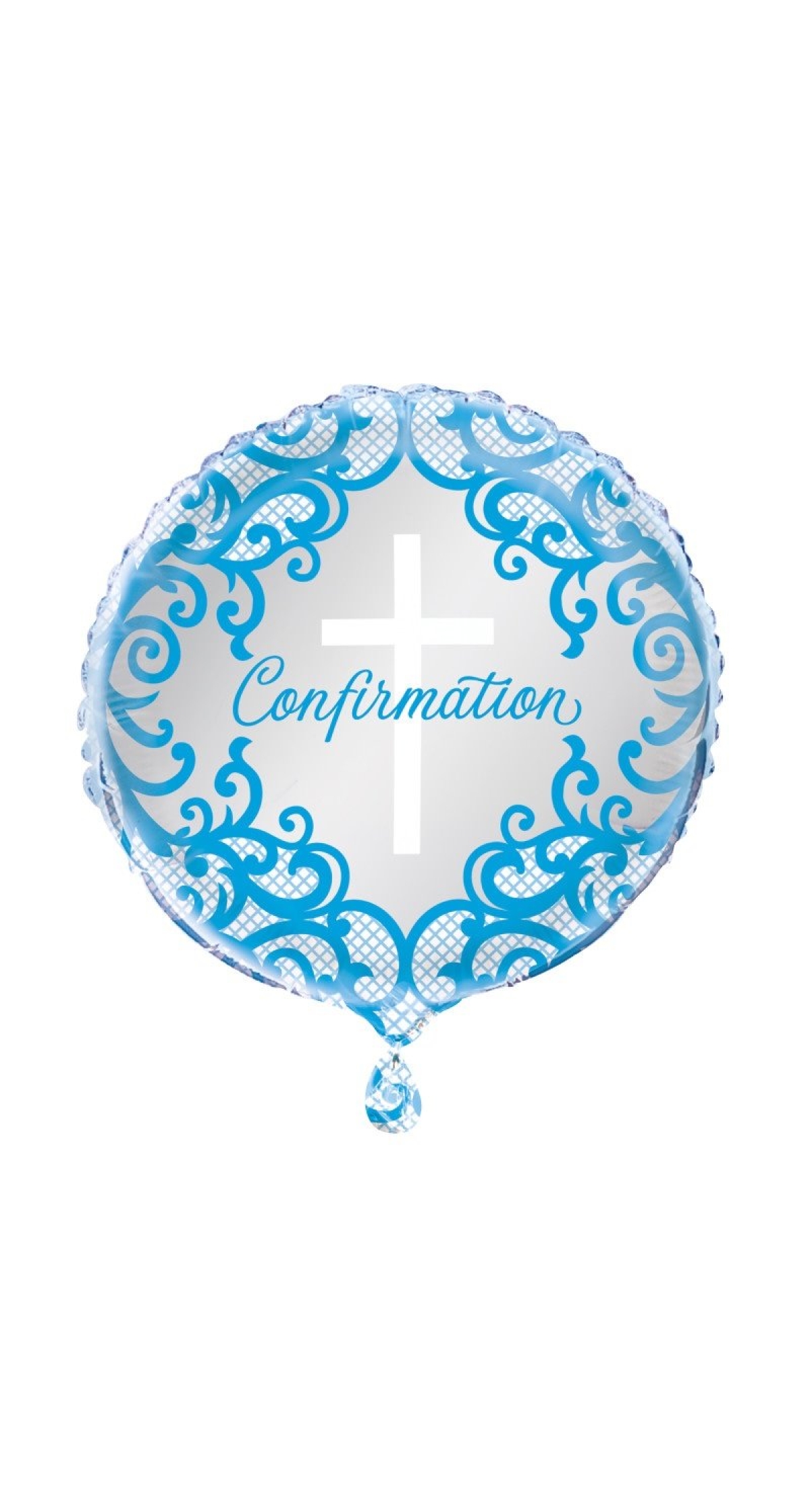Fancy Blue Cross Confirmation 18" Round Foil Balloon