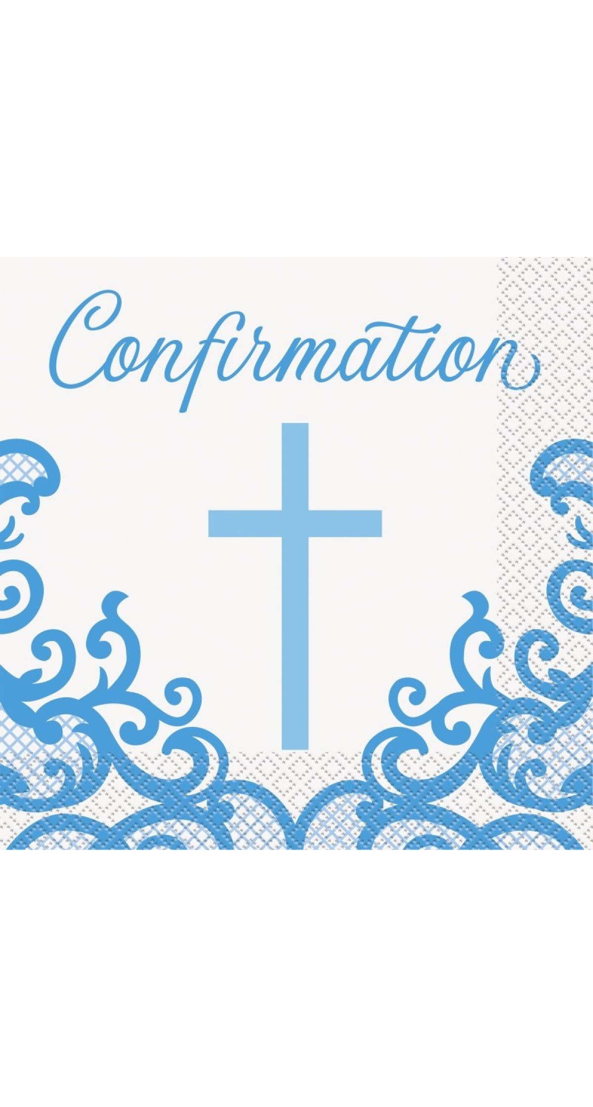 Fancy Blue Cross Confirmation Napkins - 16pk