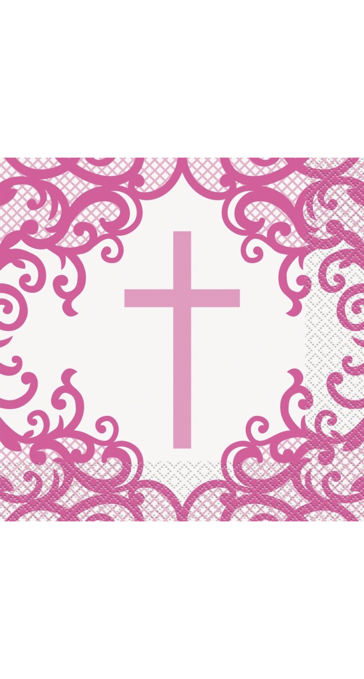 Fancy Pink Cross Napkins - 16pk