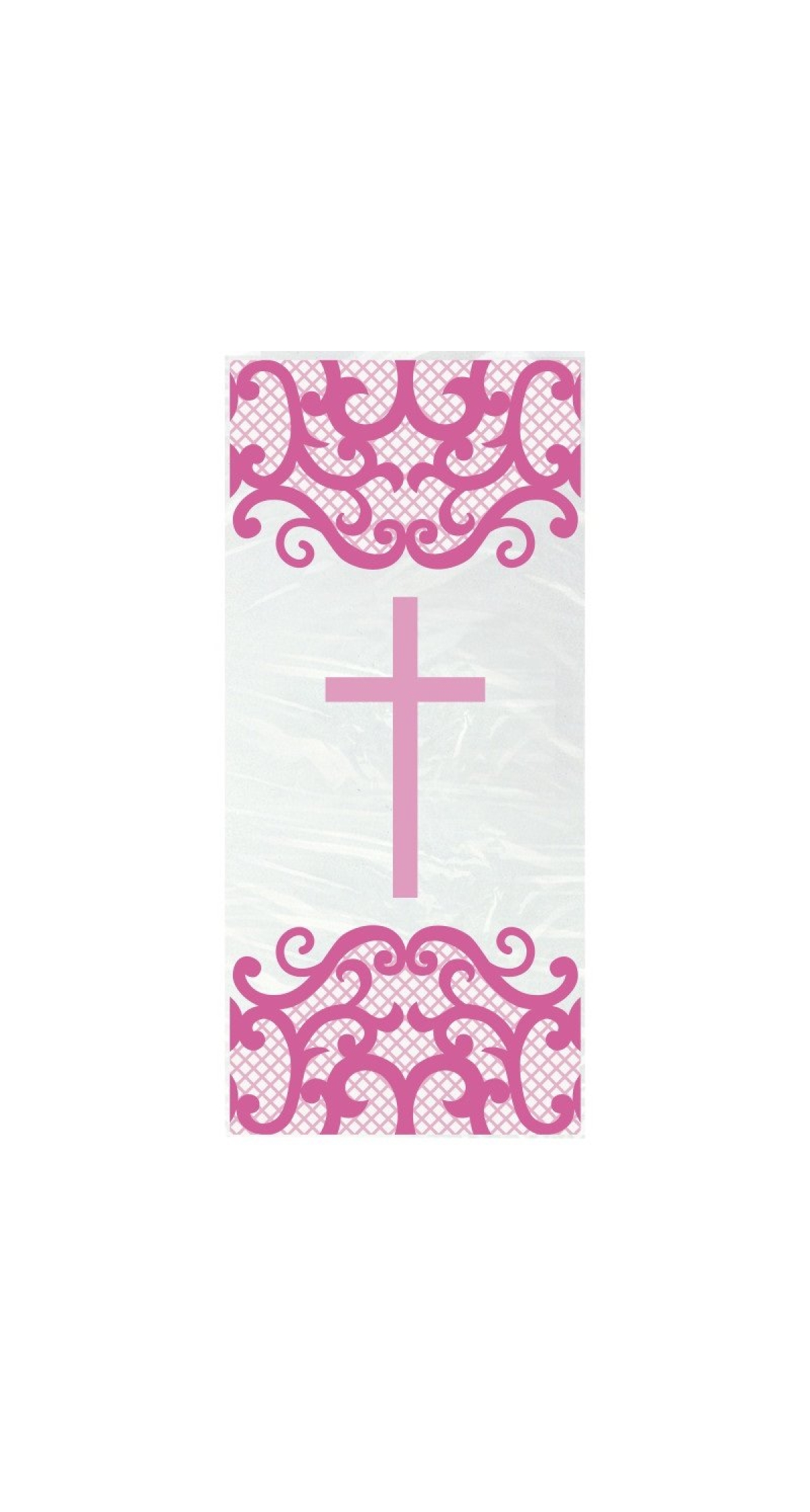 Fancy Pink Cross Cellophane Party Bags 5x11" - 20pk