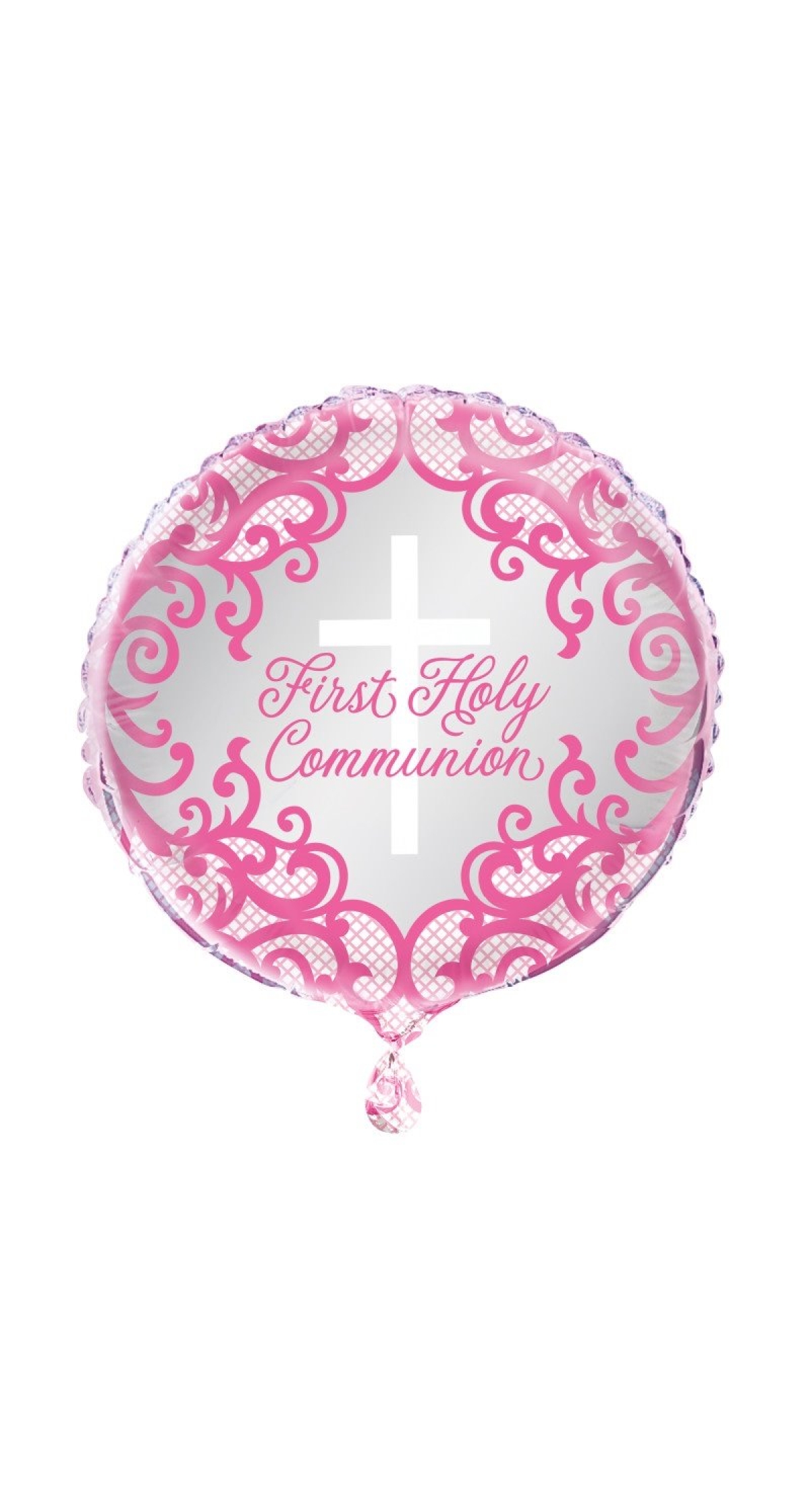 Fancy Pink Cross First Holy Communion 18" Foil Balloon