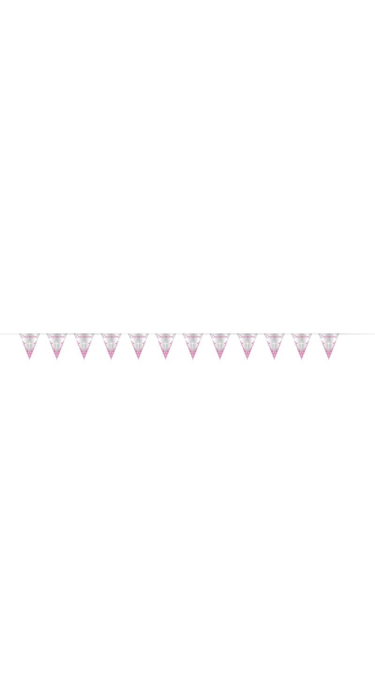 Fancy Pink Cross Confirmation Foil Flag Banner  9ft