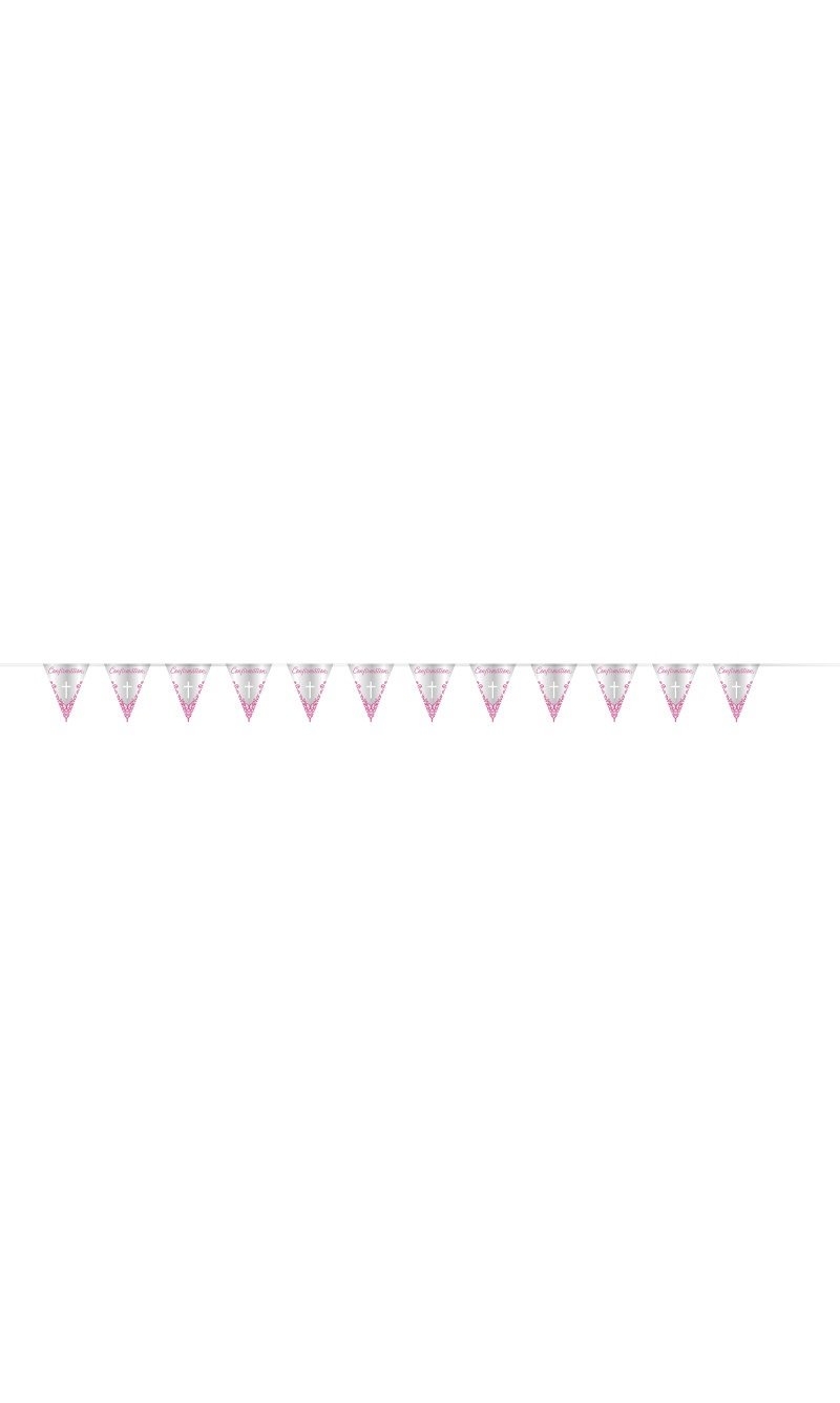 Fancy Pink Cross Confirmation Foil Flag Banner  9ft