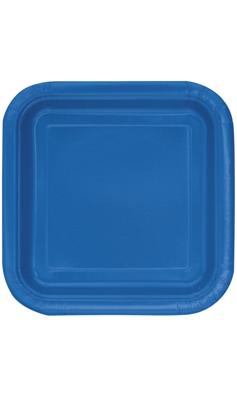 Royal Blue Solid Square 9 Inch Dinner Plates - 14pk