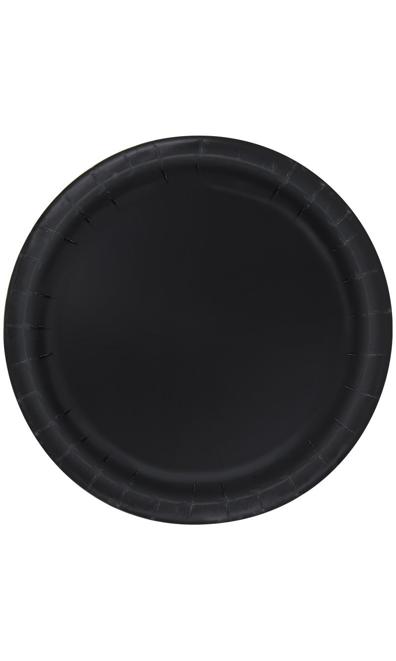 Black Solid Round 9 Inch Dinner Plates - 16pk