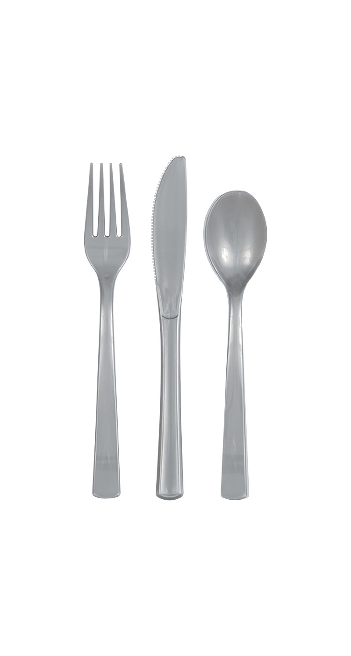Silver Solid Assorted Plastic Cutlery - 18pk