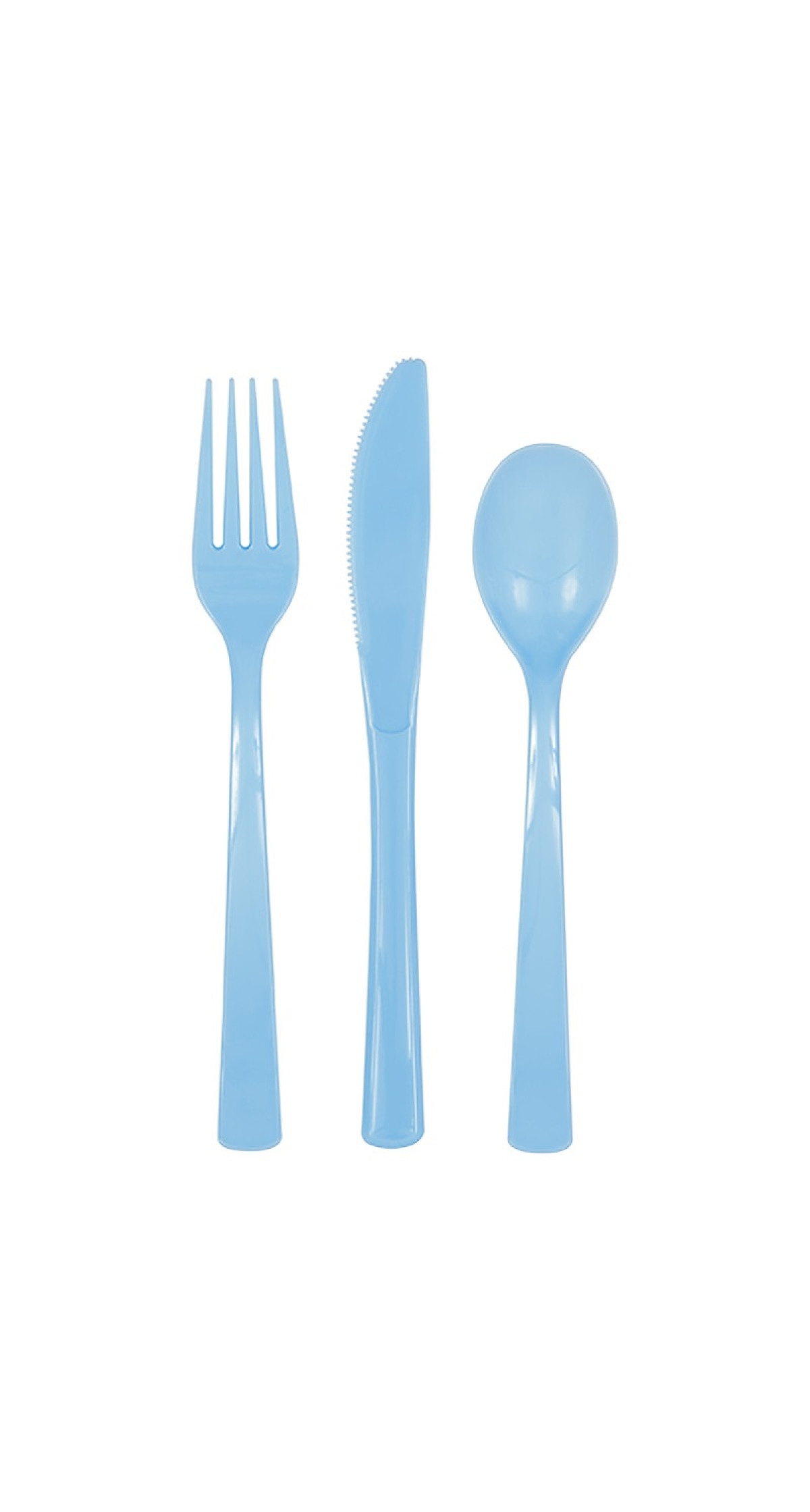 Powder Blue Solid Assorted Plastic Cutlery - 18pk