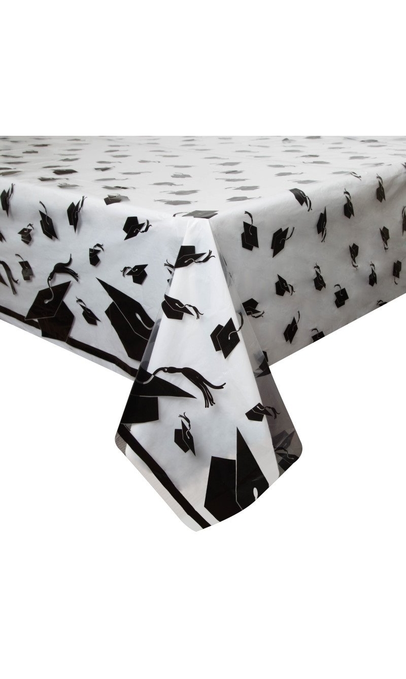 Graduation Caps Plastic Table Cover - 54" x 108"