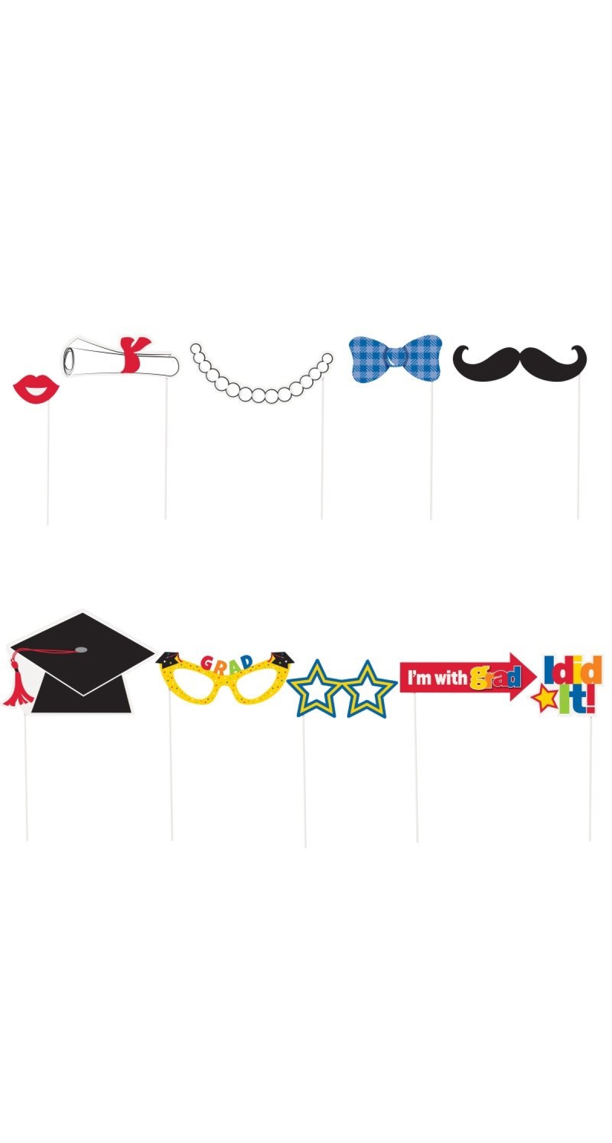Graduation Photo Booth Props - 10pk