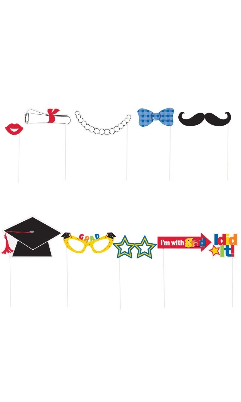 Graduation Photo Booth Props - 10pk