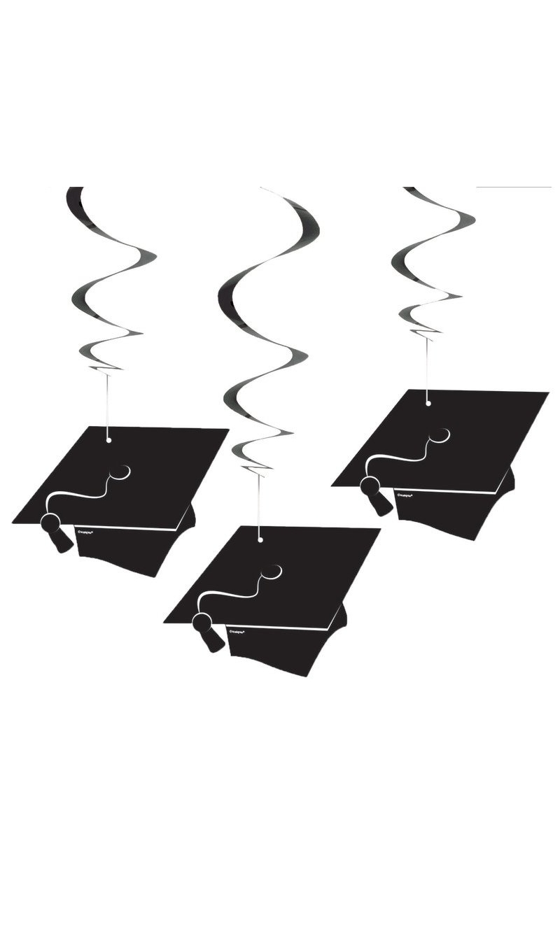 Grad Hanging Swirl Decorations - 3pk