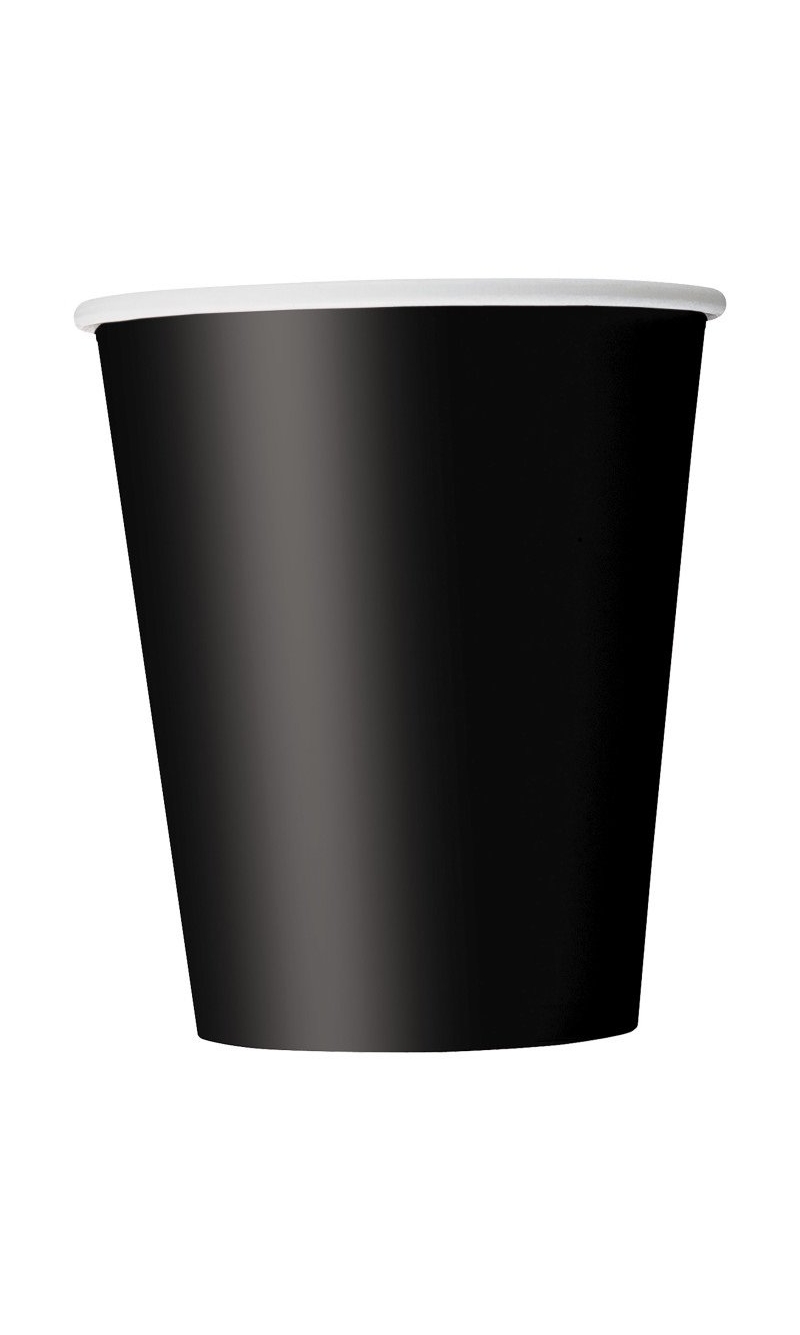 Black Solid 266ml Paper Cups - 14pk