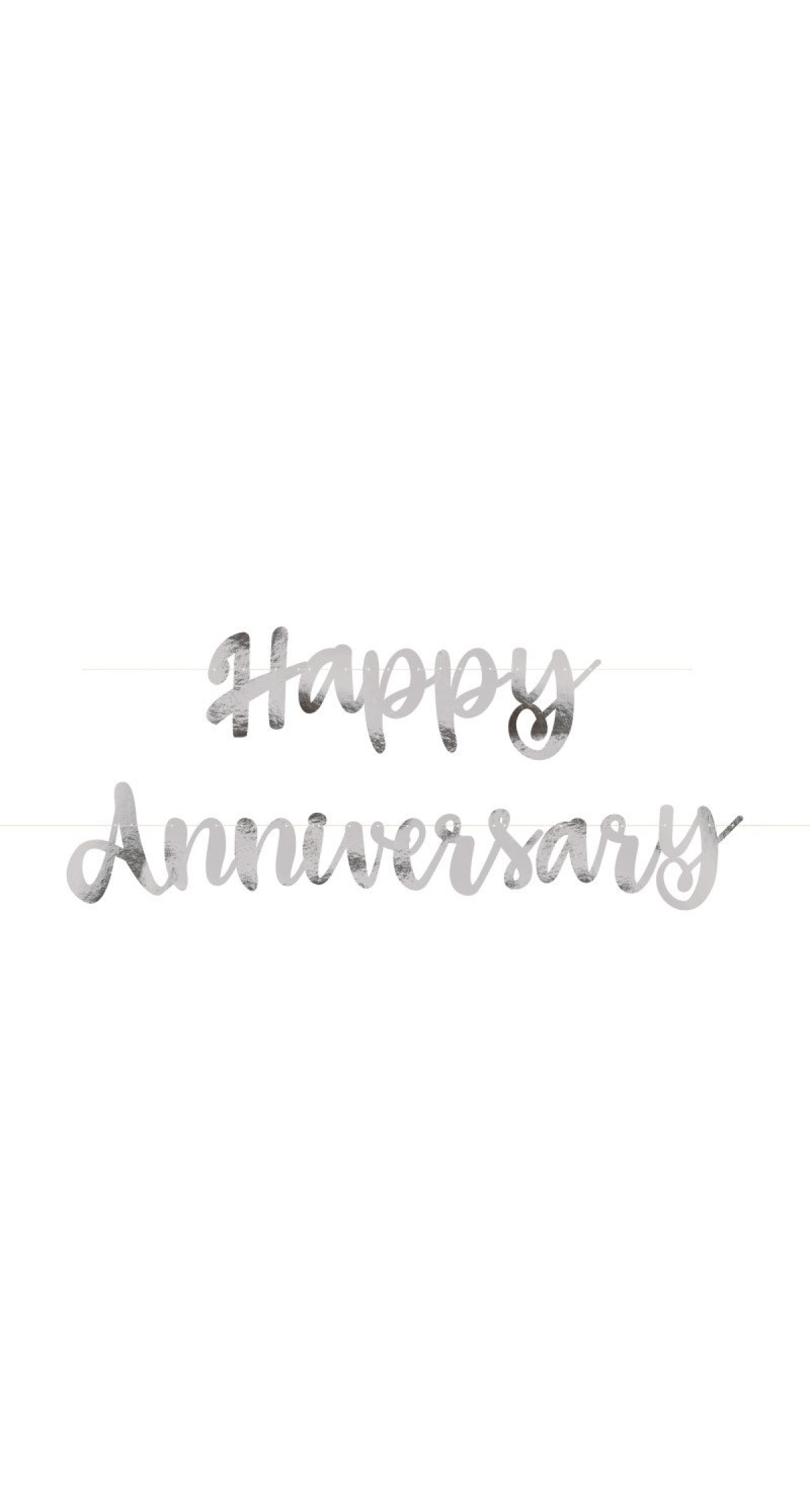 Silver Script Foil Happy Anniversary Decoration Banner